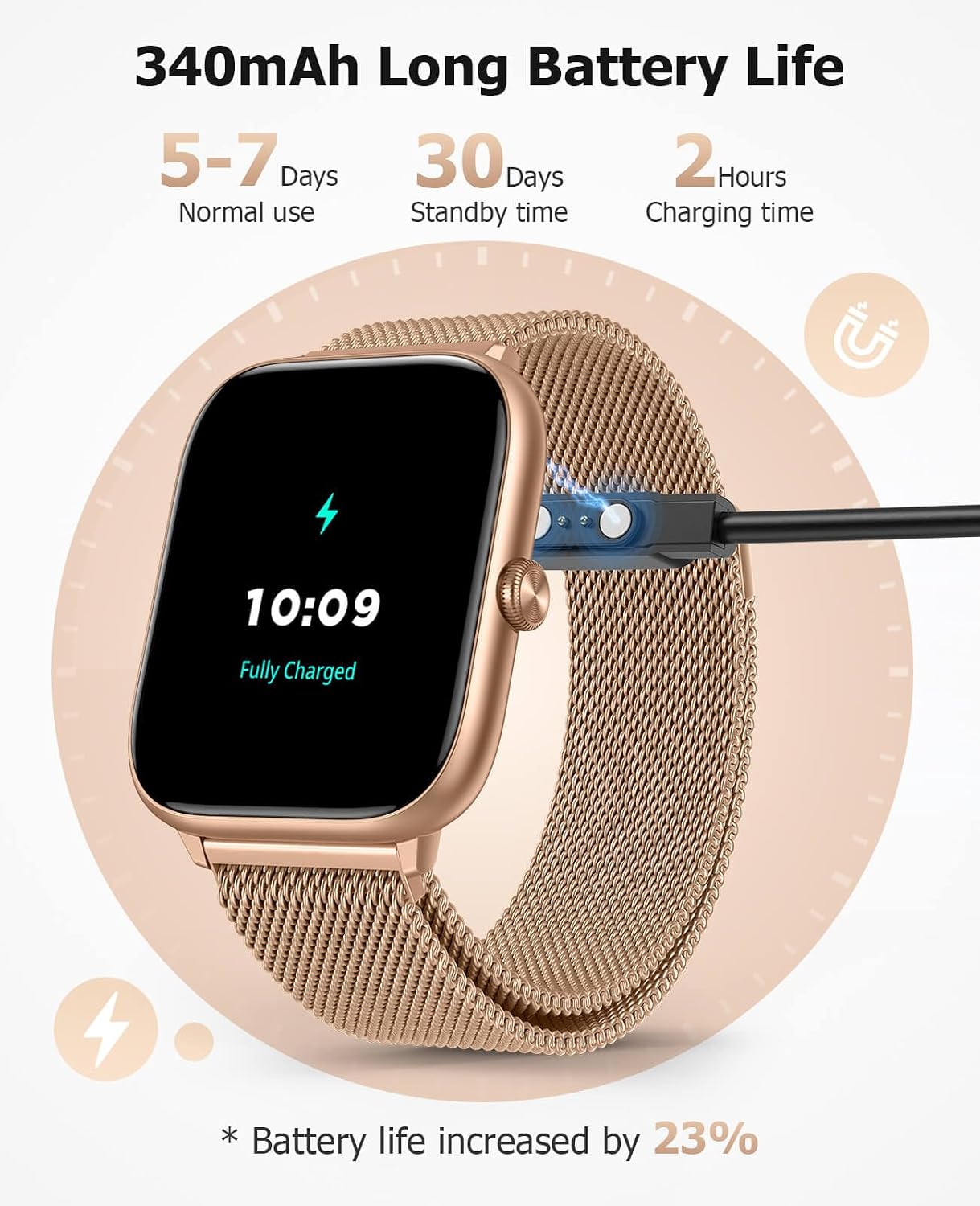 Smart Watch for Women with Blood Pressure Monitor, 2.06" AMOLED Display, IP68 Waterproof Fitness Tracker, 118 Sports Modes, Heart Rate/SpO2/Sleep Monitor, Gift for Her, Compatible with Android iPhone - Image 8