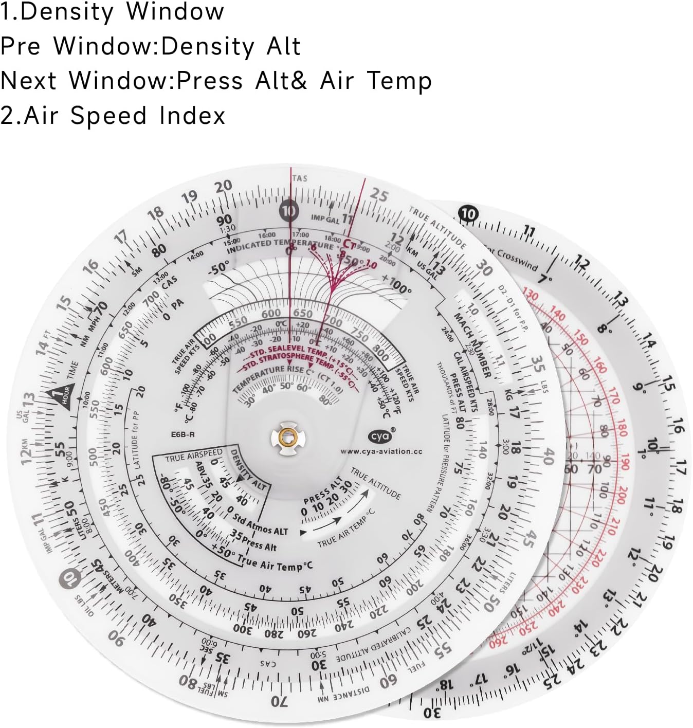 CYA E6B-R 6" Diameter Circular Flight Computer, Upgrade Aviation Pilot Flight Computer Calculator Standard Flying Training Student Use with IFR VFR Sectional Charts - Image 2