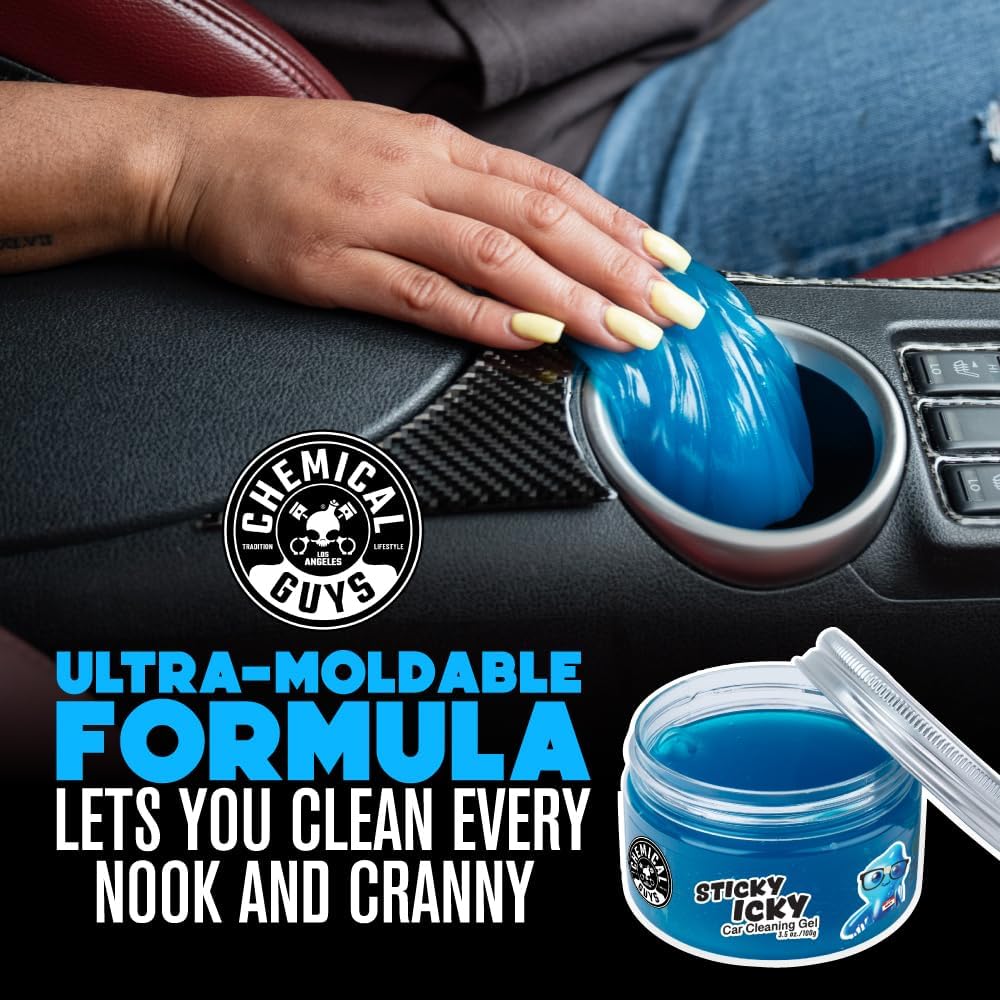 Chemical Guys Sticky Icky Car Cleaning Gel, Green Apple, Interior Car Cleaner, Reusable Automotive Crevice & Interior Dust Cleaner for Air Vents, Consoles, Cup Holders & Keyboards, 4 Pack (100g Each) - Image 6