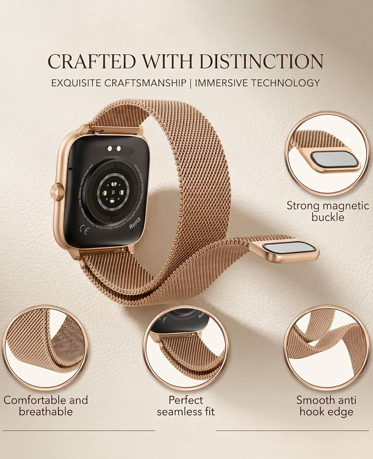 Smart Watch for Women with Blood Pressure Monitor, 2.06" AMOLED Display, IP68 Waterproof Fitness Tracker, 118 Sports Modes, Heart Rate/SpO2/Sleep Monitor, Gift for Her, Compatible with Android iPhone - Image 2