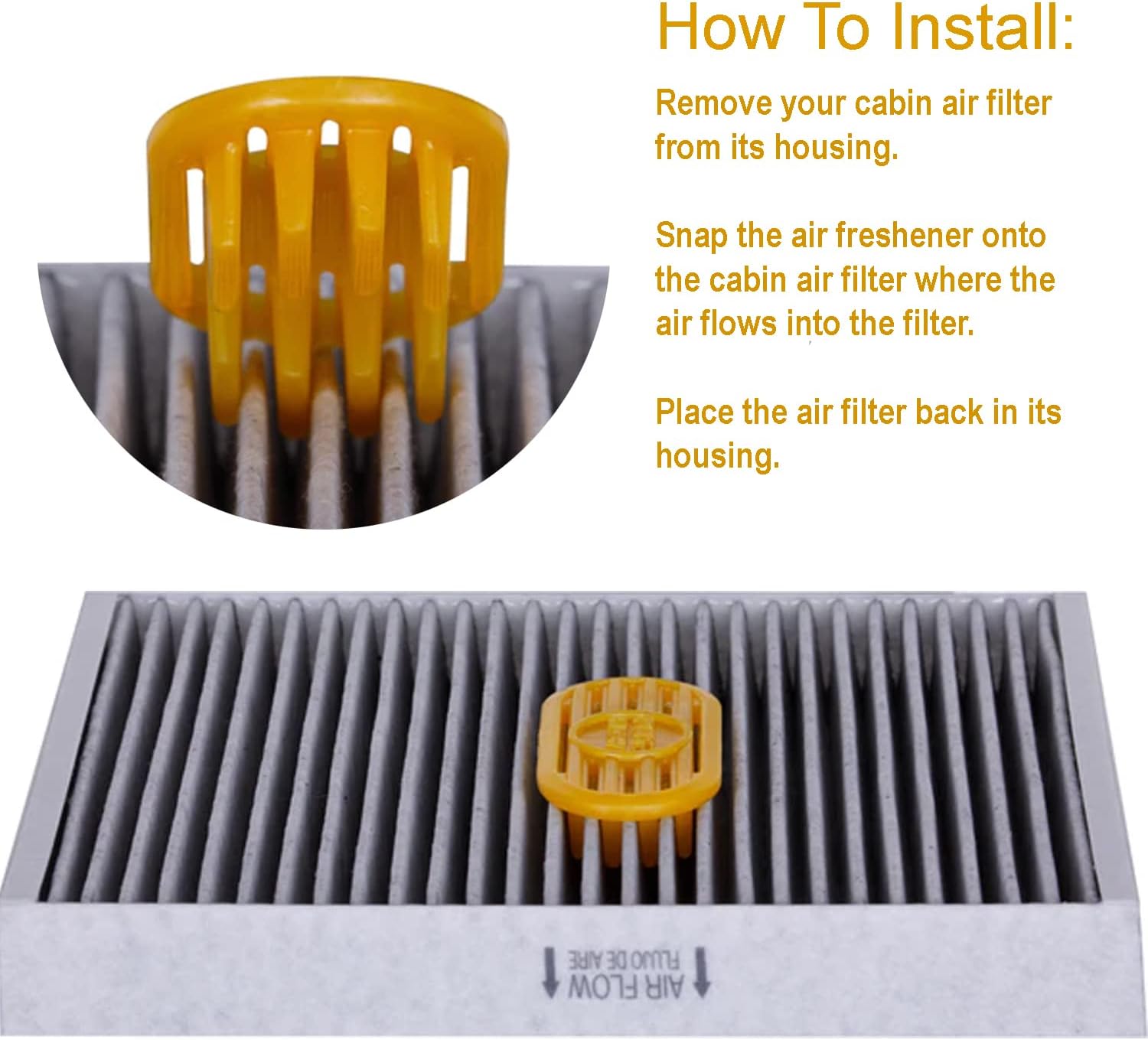PUREFLOW Cabin Filter Air Freshener with Odor Eliminator – Fits on Most Car, Truck, and SUV Cabin Air Filters - Vanilla Orchid (1 Pack) - Image 9