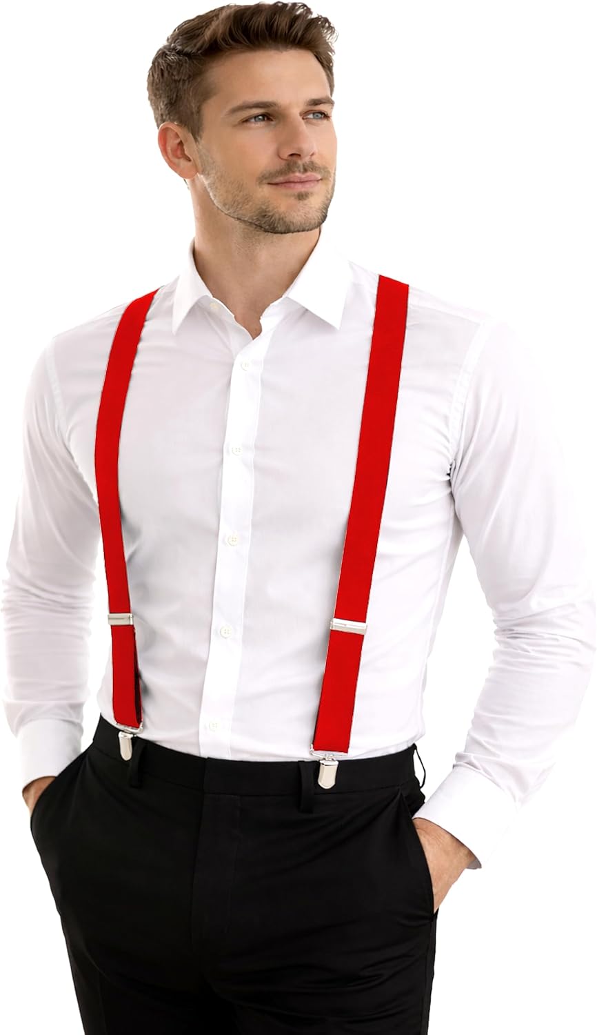 Dibi Suspenders for Men Y-Back Heavy Duty Mens Suspenders Strong Clips Elastic Adjustable Dress Pants Jeans Wedding Formal - Image 2
