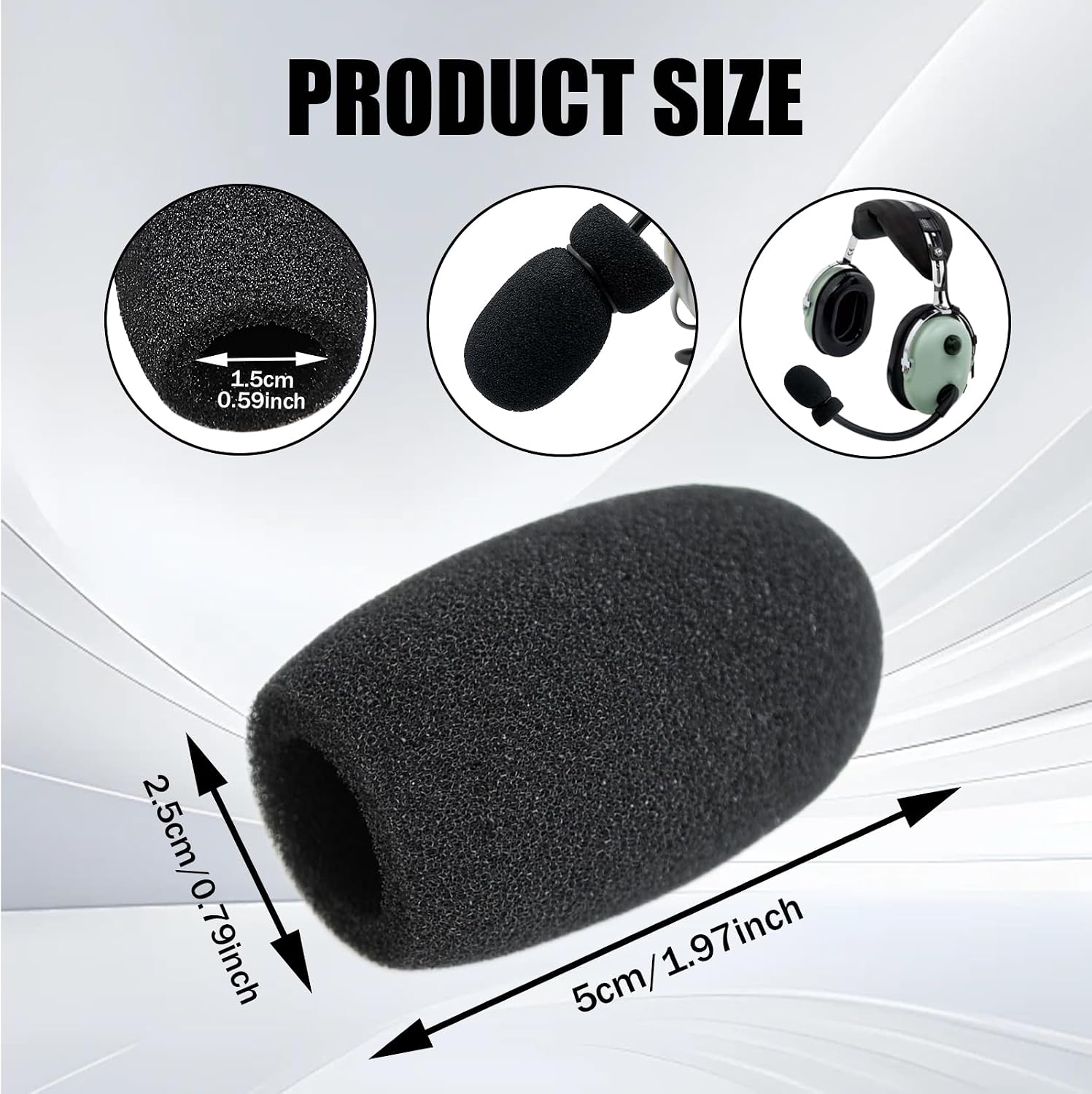 10Pack Aviation Muff Headphone Microphone Body Covers Wind Shields Boom Mic Windscreen Large Black Windshield Noise Sound Reduction High Density Foam for Peltor David Clark Tactical Headset h10-13.4 - Image 3