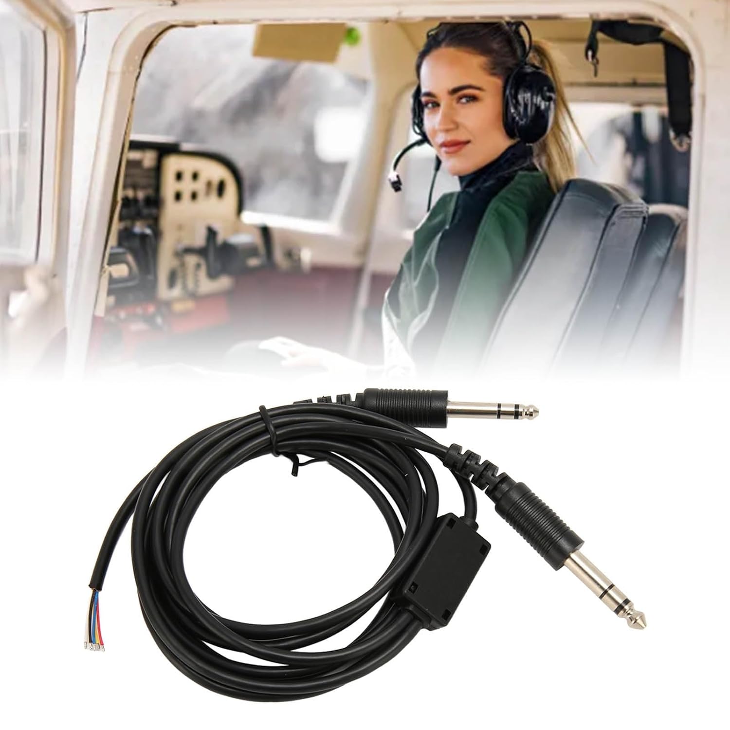 GOWENIC Aviation Headphone Cable, Replacement Aviation Headset Cable for David Clark AVCOMM with Dual GA Plugs, 6.6ft Length - Image 3