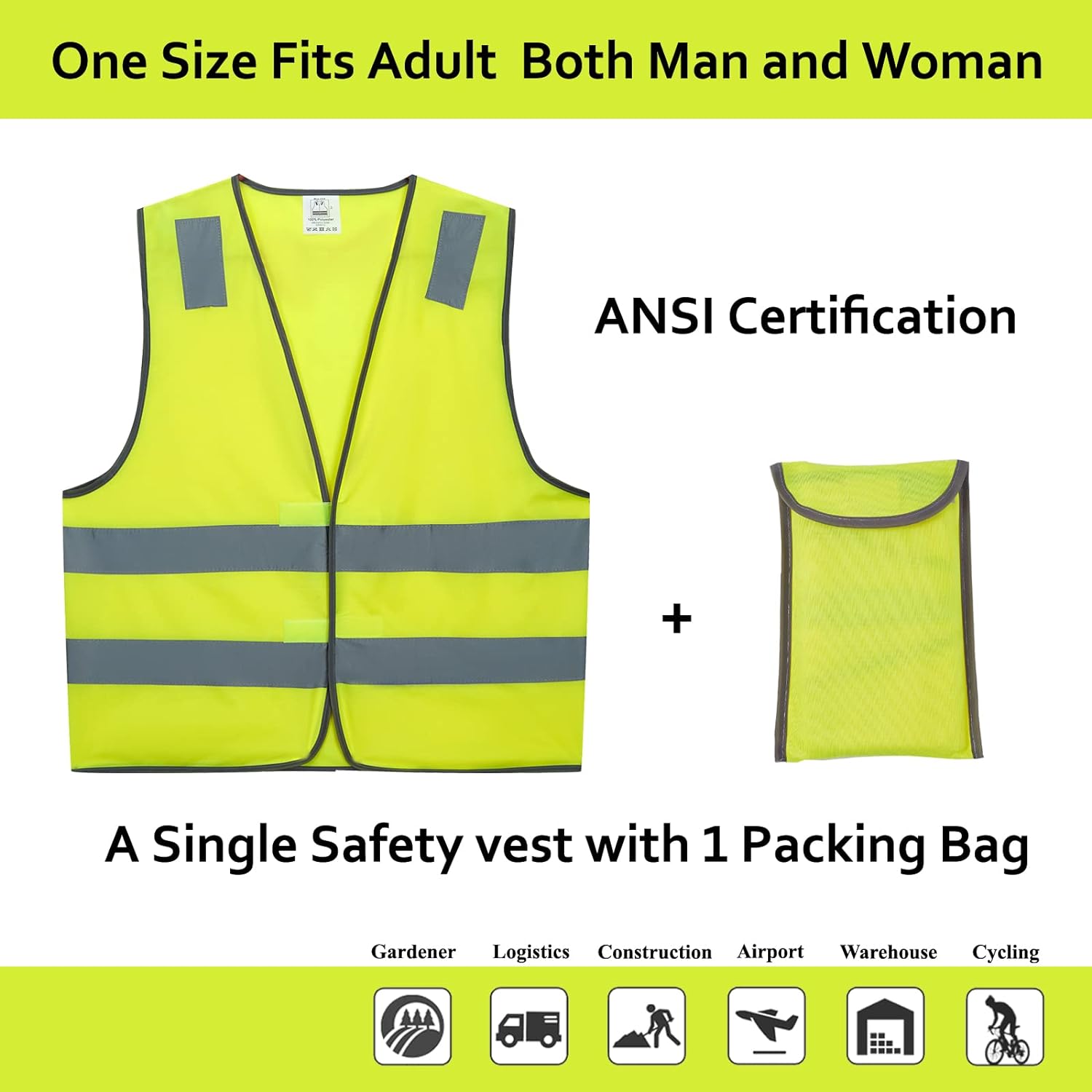Safety Vests 10 Pack - Yellow Reflective High Visibility Construction ANSI Class 2 Work Vest for Men,Woman,Hi Vis Vest Mesh and Neon Silver Strip - Image 2