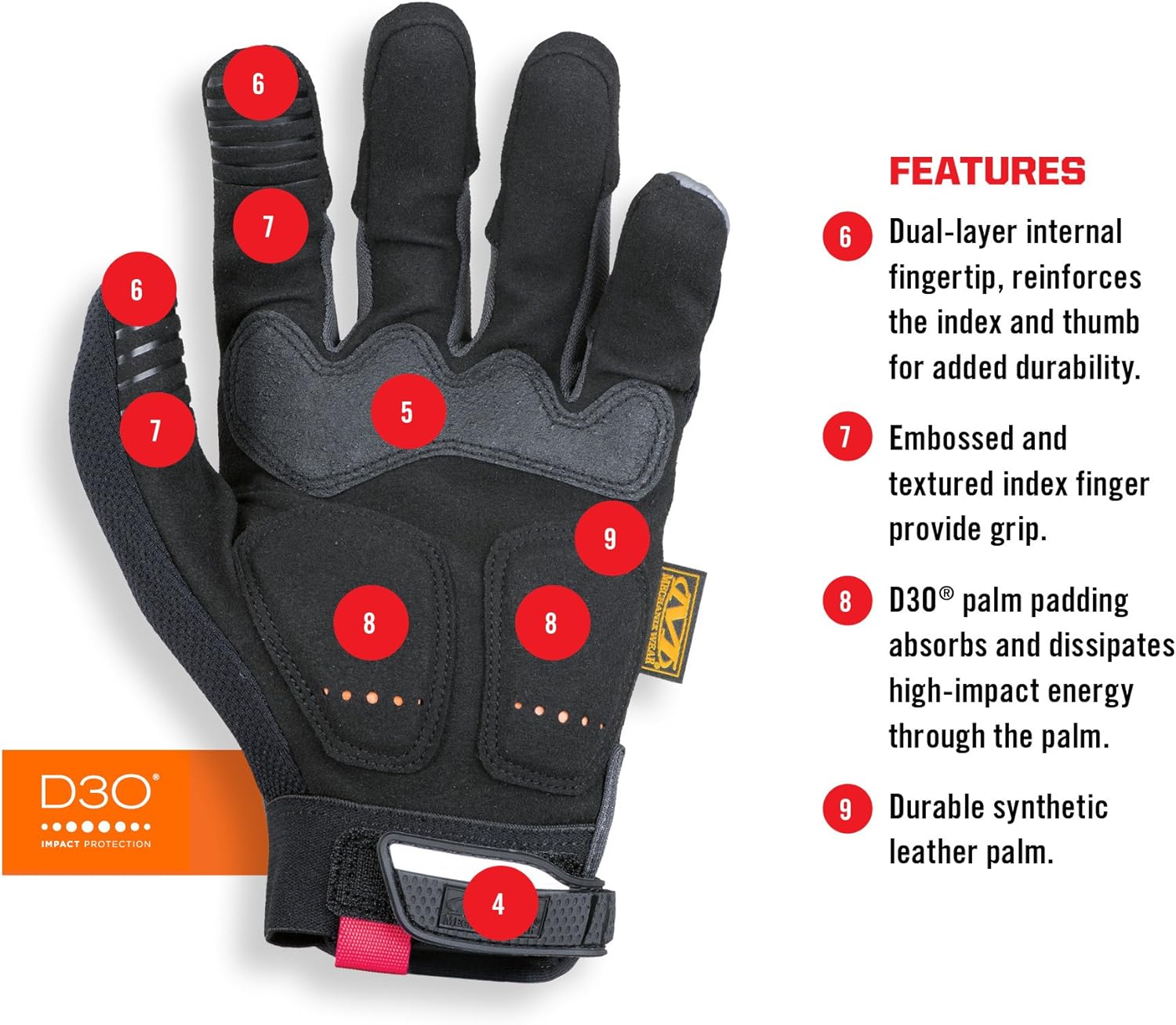 Mechanix Wear M-Pact Impact Resistant Work Gloves - Durable Safety Gloves for Men - Touchscreen Capable - Machine Washable - Breathable - X-Large - Black - Image 10