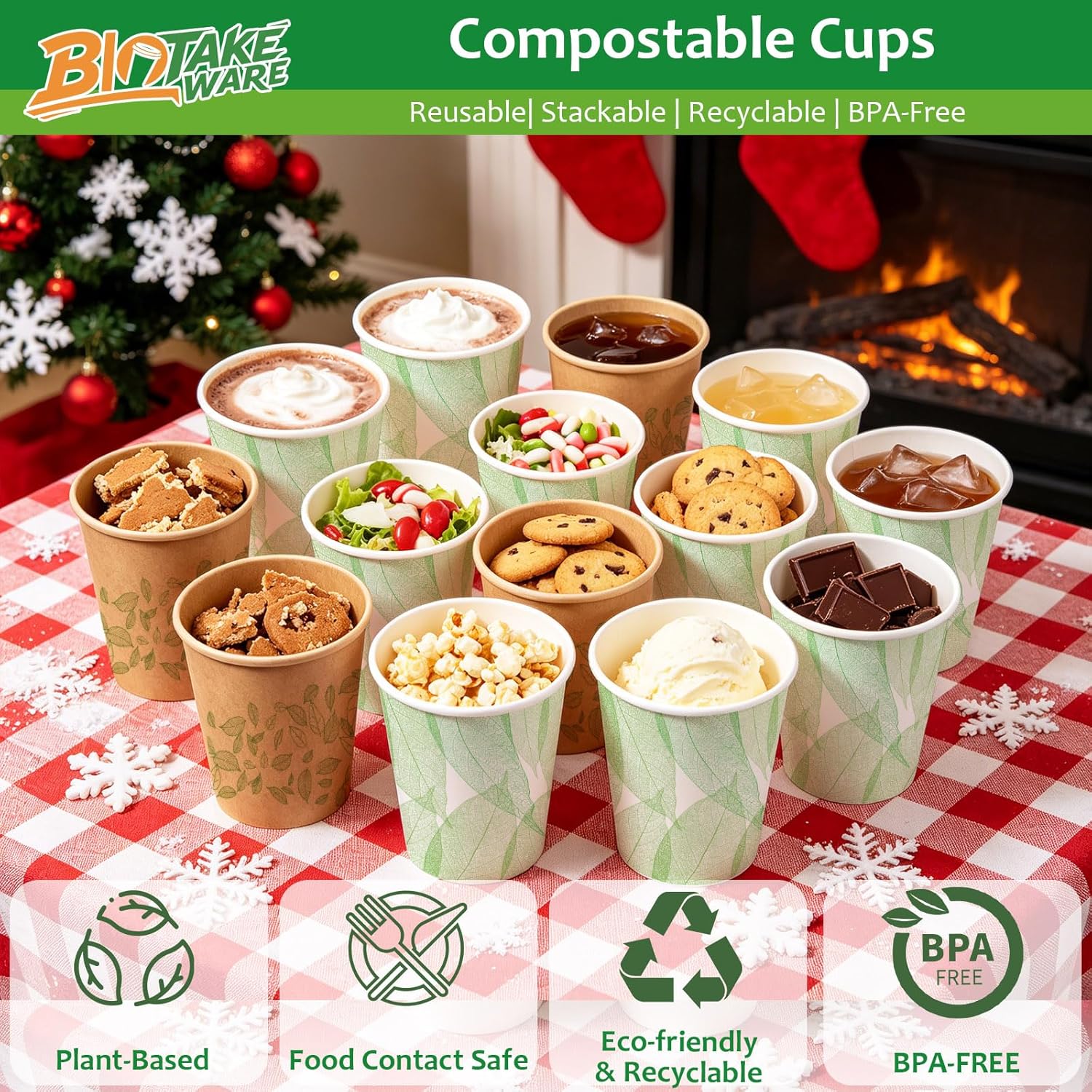 8oz 300Count Compostable Paper Cups, Plant-Based Disposable Coffee Cups with PLA Lining, Perfect for Hot & Cold Drinks, Coffee, Party, Office & Daily Use - Image 5