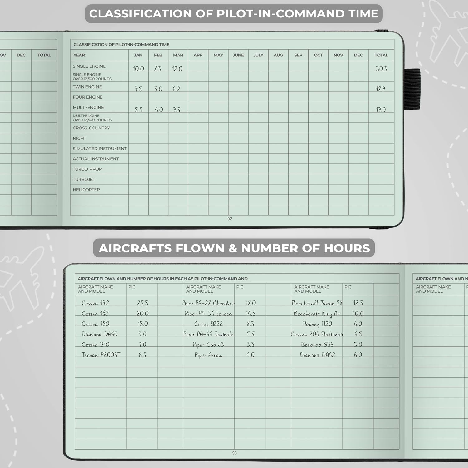 Clever Fox Pilot Logbook – Hardcover Flight Log Journal for Professional & Student Pilots – Aircraft Record Book, Aviation Gifts & Gear (Runway Black) - Image 5