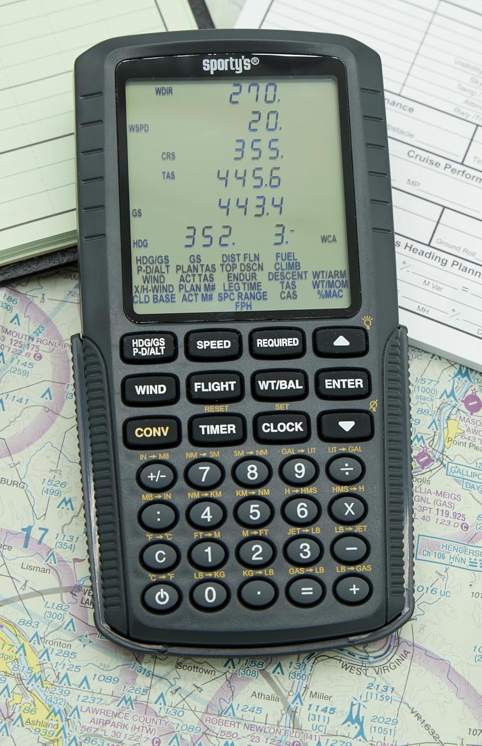 Sporty's Electronic E6B Flight Computer for Pilots | FAA Approved for Tests, Protective Case, 24 Aviation Functions and 20 Conversions - Image 2