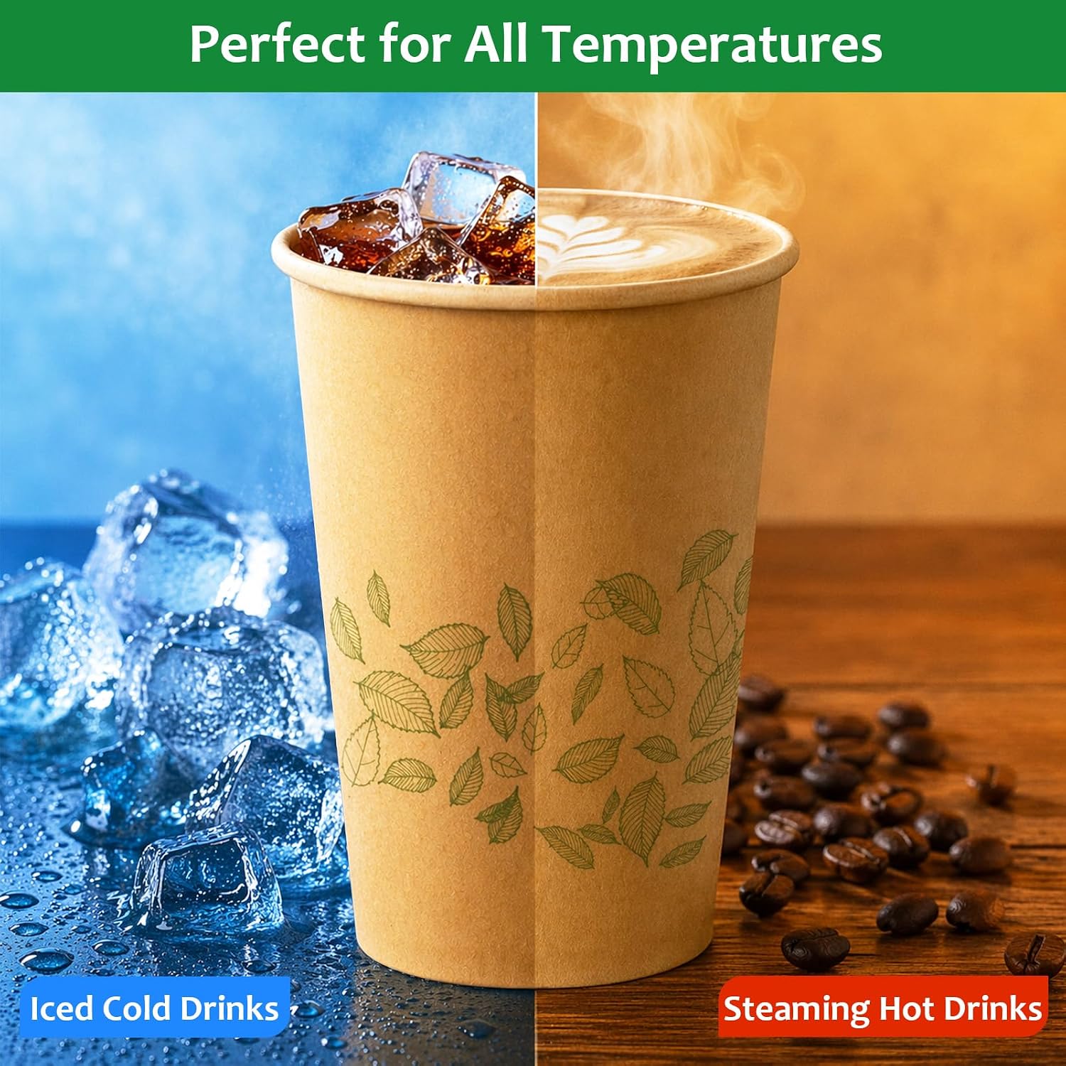 8oz 300Count Compostable Paper Cups, Plant-Based Disposable Coffee Cups with PLA Lining, Perfect for Hot & Cold Drinks, Coffee, Party, Office & Daily Use - Image 8