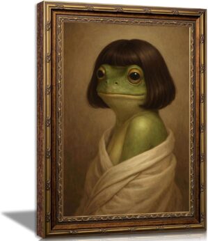 Vintage Gold Framed Funny Frog Wall...