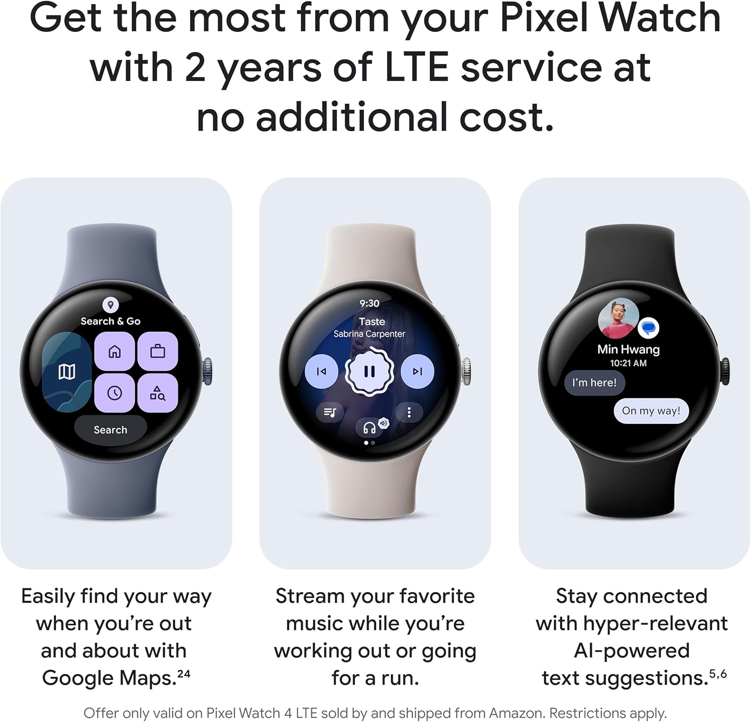 Google Pixel Watch 4 (45mm) - Android - 2 Years of Data - Heart Rate,Sleep & Fitness Tracking - 40-Hour Battery - Satin Moonstone Aluminum Case - Moonstone Active Band - LTE- Google Pixel Watch app - Image 7