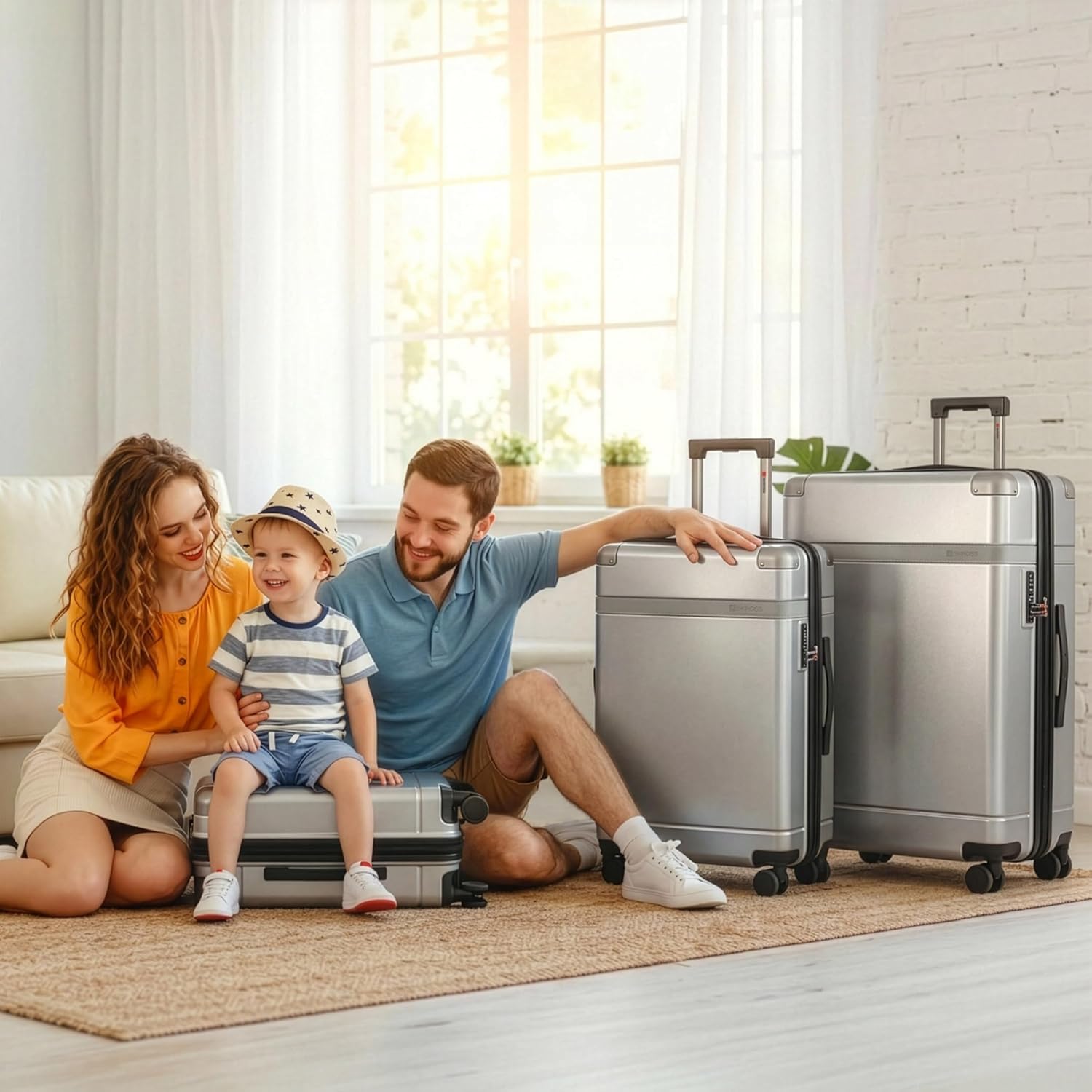 SKROSS Apex 3 Piece Hardside Luggage Set: 28 Inch Large Suitcase, 24 Inch Medium Checked Travel Luggage & 20 Inch Carry On Luggage. Hardshell Suitcases with Spinner Wheels (Silver) - Image 2