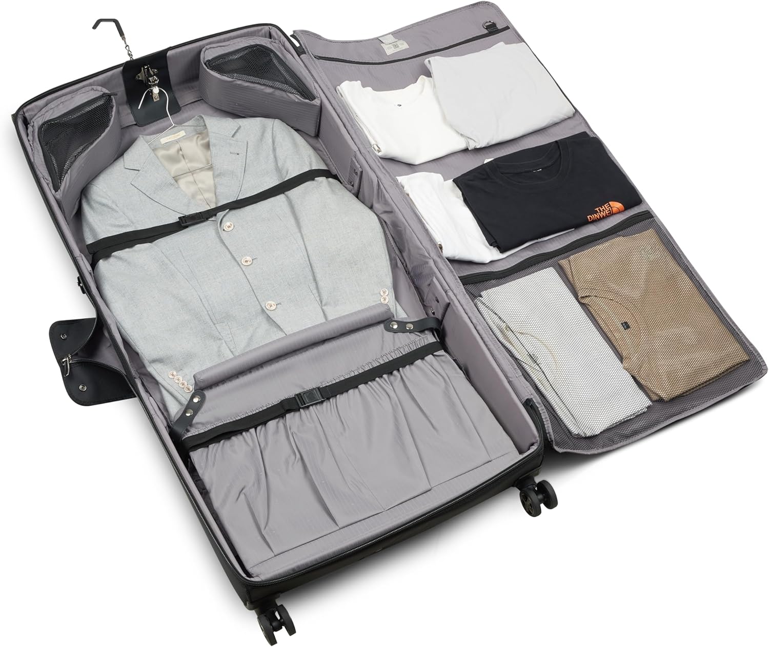 DELSEY PARIS Helium DLX - Rolling Garment Bag with Spinner Wheel - Lightweight Travel Garment Bag - SECURITECH Zip - Suit and Dresses Rolling Travel Bag - Checked Size, Black - Image 6