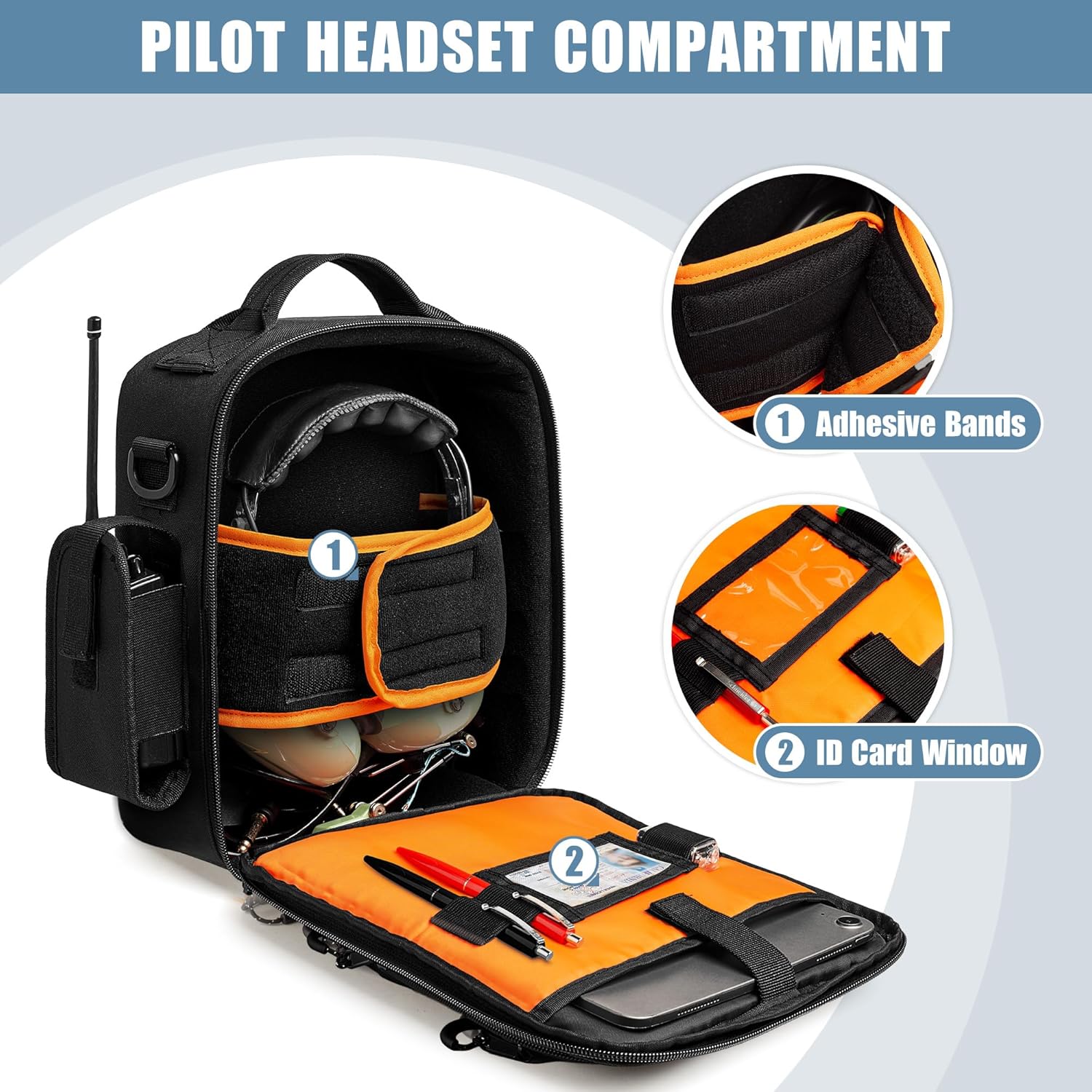 Damero Pilot Headset Bag, Aviation Headset Case, Pilot Bag with Top handle and Detachable Shoulder Strap for Aviation Headset, Kneeboard, iPad and More, Patent Design (No Accessories Included) - Image 2