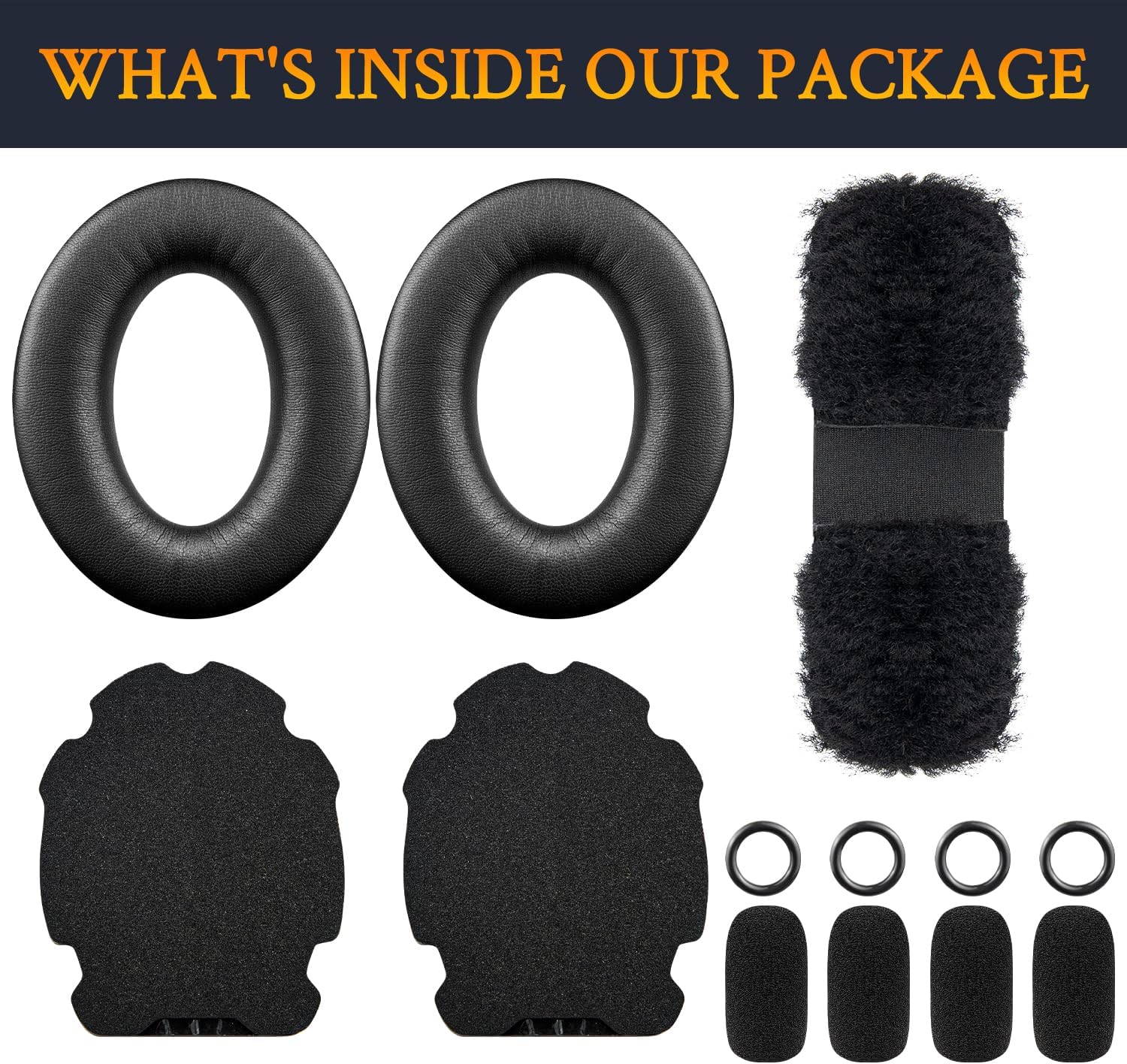 SOULWIT Replacement Kit for Bose Aviation X A10/A20 Headsets, Earpad Cushions + Headband + Speaker Screen + Microphone Covers - Black - Image 3