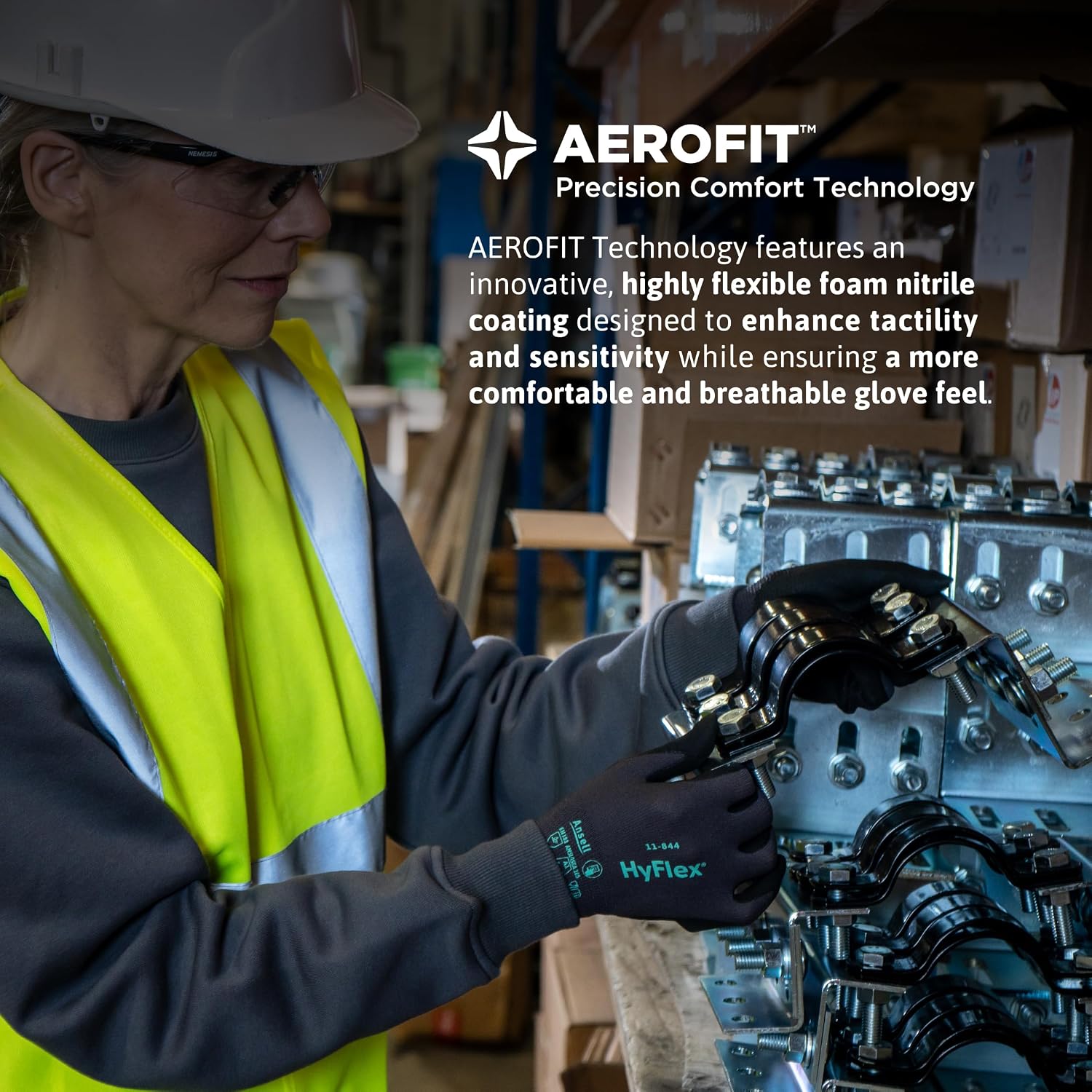 Ansell HyFlex Multi-Purpose Touchscreen Work Gloves with Aerofit Precision Comfort Technology - Image 4