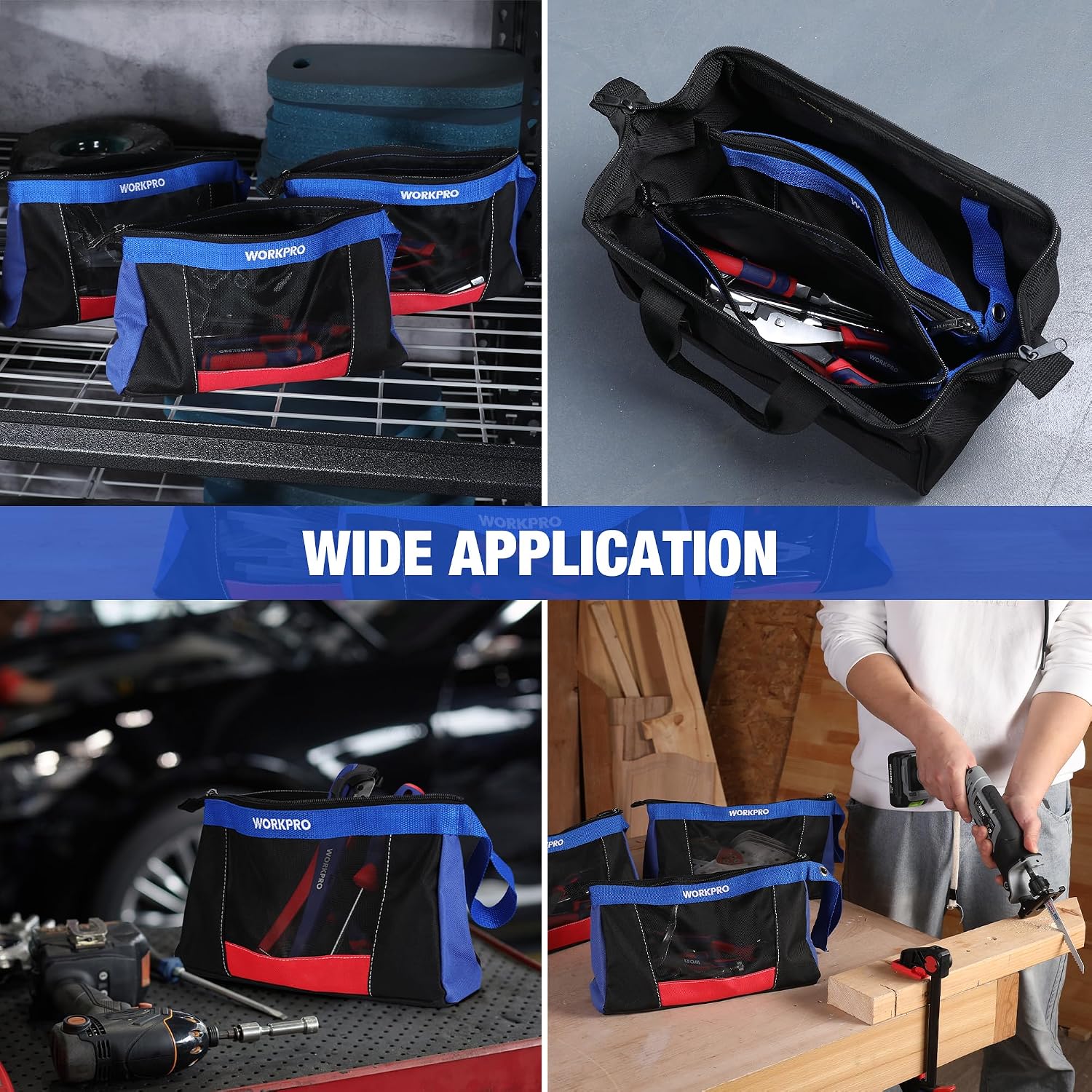 WORKPRO 12" Tool Pouches with Zipper, Heavy-Duty Small Tool Bag, Utility small tool pouch for Tool Organizers and Storage, Mini Tool Bag, 3 Pack - Image 6