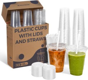 100 Pack 24 oz Large Clear Plastic ...