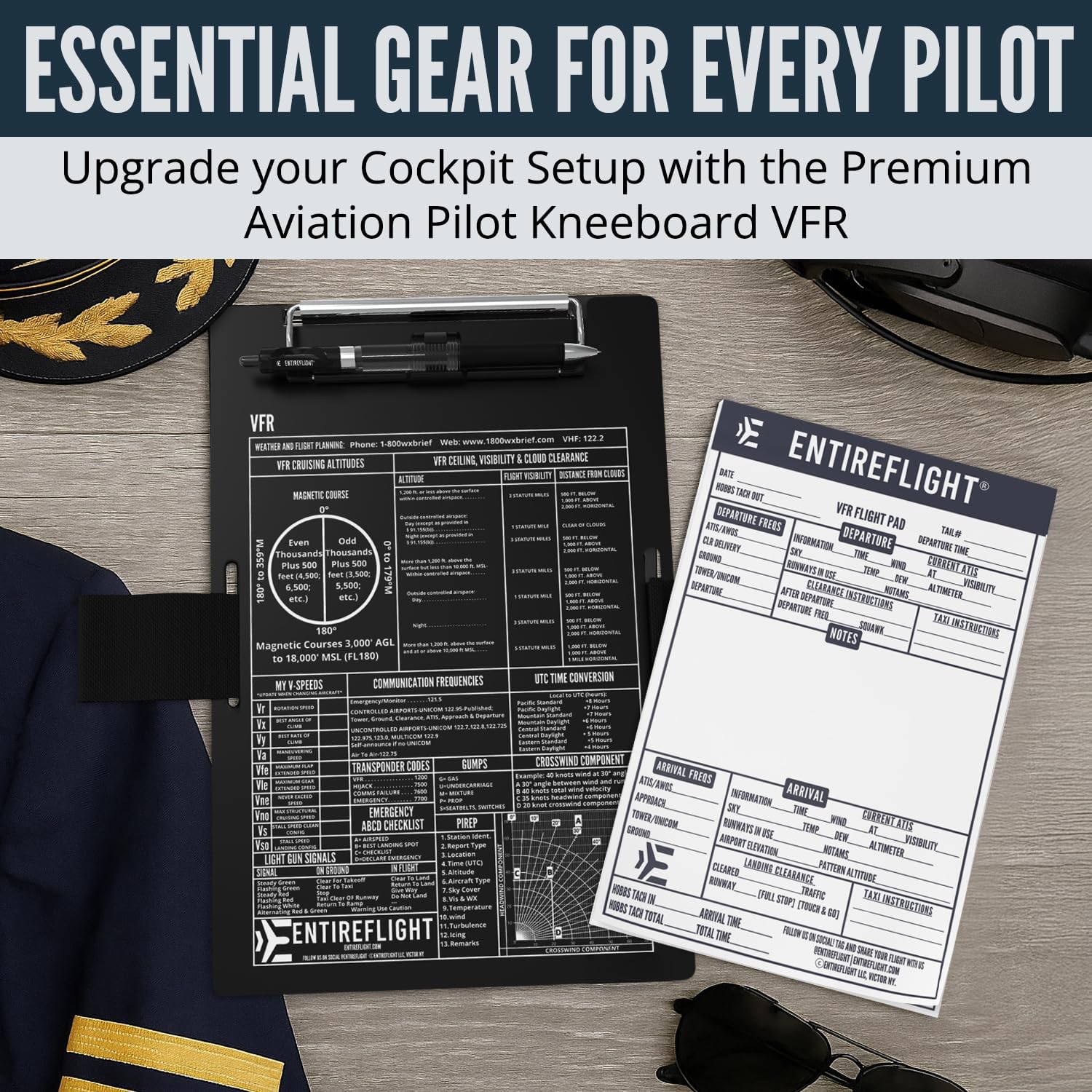 VFR Pilot Kneeboard Aviation Knee Board with Flight Notepad | Pilot Accessories for Student Pilot Essentials | Premium Aluminum Kneeboard Pilot Gear Supplies | Flight Simulator Accessories - Image 2