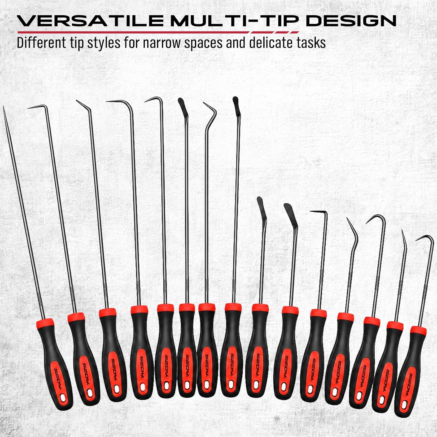 14PCS Pick and Hook Tool Set, Long and Mini Precision Pick Tools with Non-Slip Handles for O-Ring, Seal, Gasket and Hose Removal, Automotive Hook and Pick Set for Car Repair and Mechanical Maintenance - Image 5