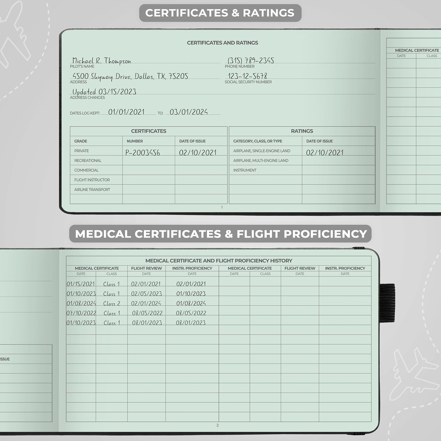 Clever Fox Pilot Logbook – Hardcover Flight Log Journal for Professional & Student Pilots – Aircraft Record Book, Aviation Gifts & Gear (Runway Black) - Image 3