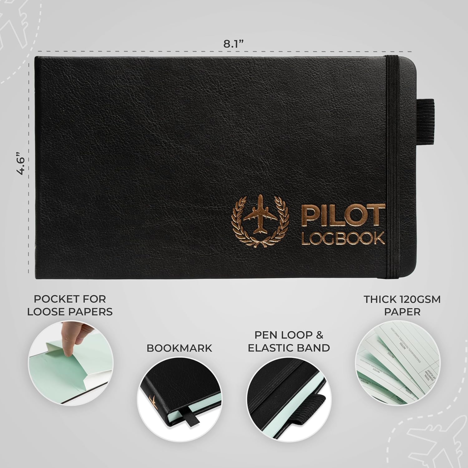 Clever Fox Pilot Logbook – Hardcover Flight Log Journal for Professional & Student Pilots – Aircraft Record Book, Aviation Gifts & Gear (Runway Black) - Image 2