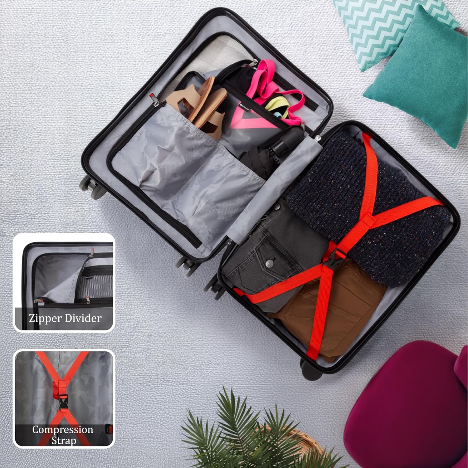 SKROSS Apex 3 Piece Hardside Luggage Set: 28 Inch Large Suitcase, 24 Inch Medium Checked Travel Luggage & 20 Inch Carry On Luggage. Hardshell Suitcases with Spinner Wheels (Silver) - Image 5
