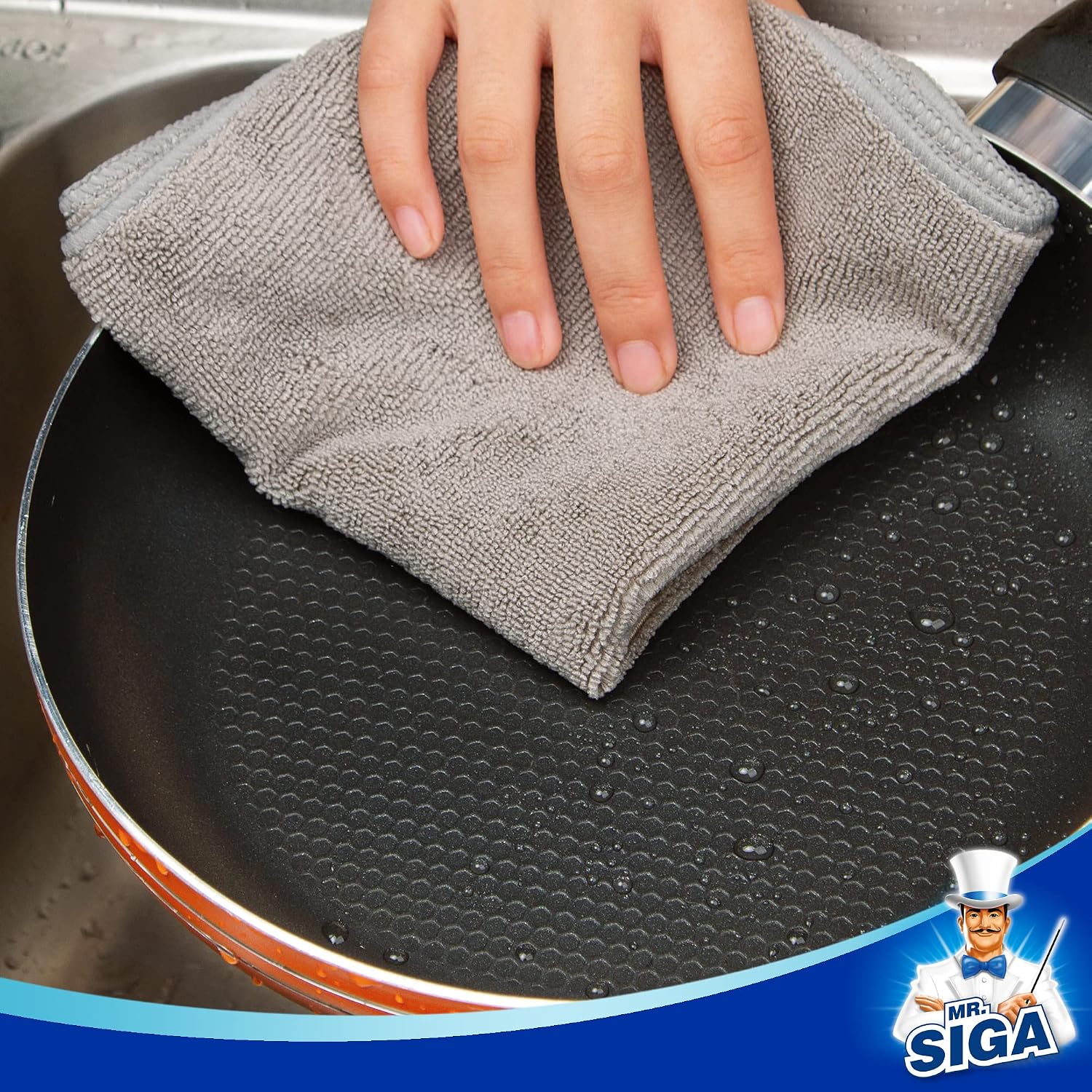 MR.SIGA Microfiber Cleaning Cloth, All-Purpose Microfiber Towels, Streak Free Cleaning Rags, Pack of 12, Grey, Size 32 x 32 cm(12.6 x 12.6 inch) - Image 5