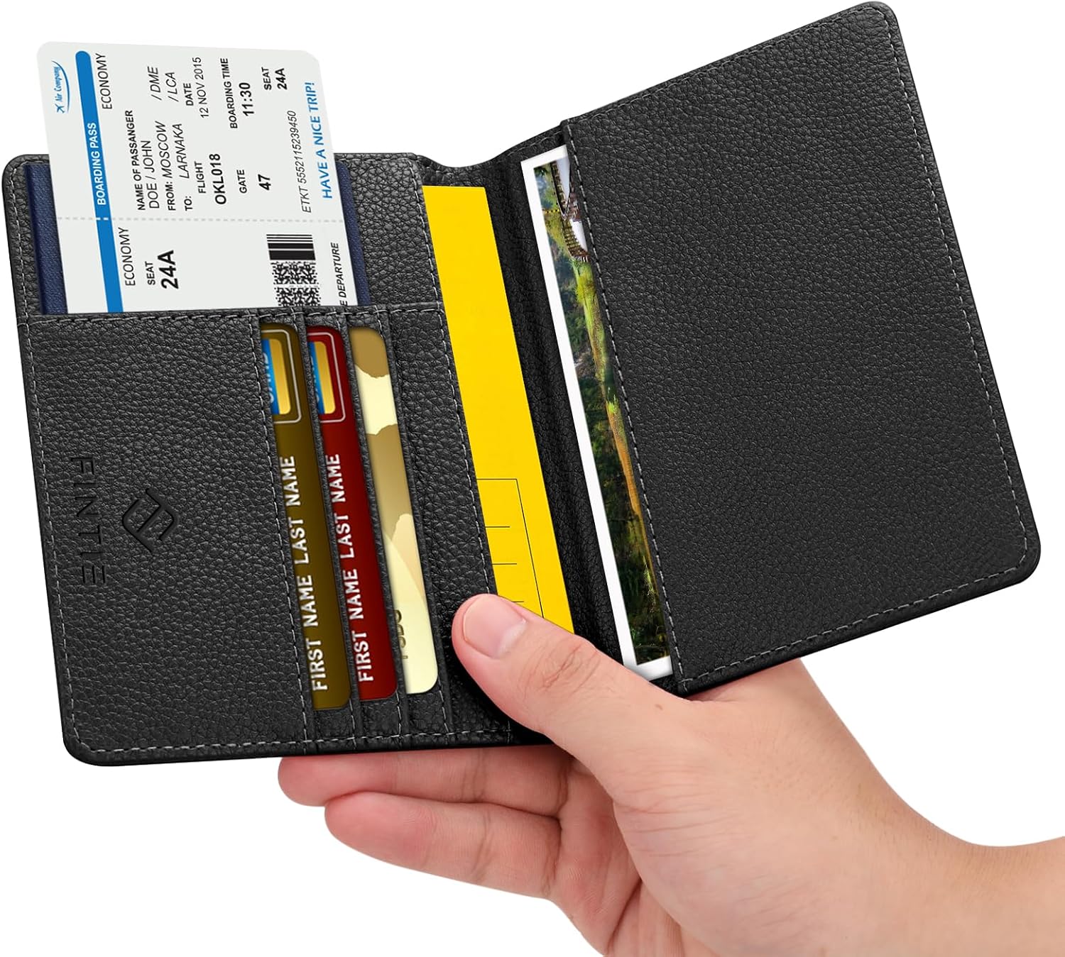 FINTIE Passport Holder, Slim Travel Wallet RFID Blocking Card Case Cover Passport Cover Protector Essentials with Credit Card Slots for Women/Men | Slim - Image 2