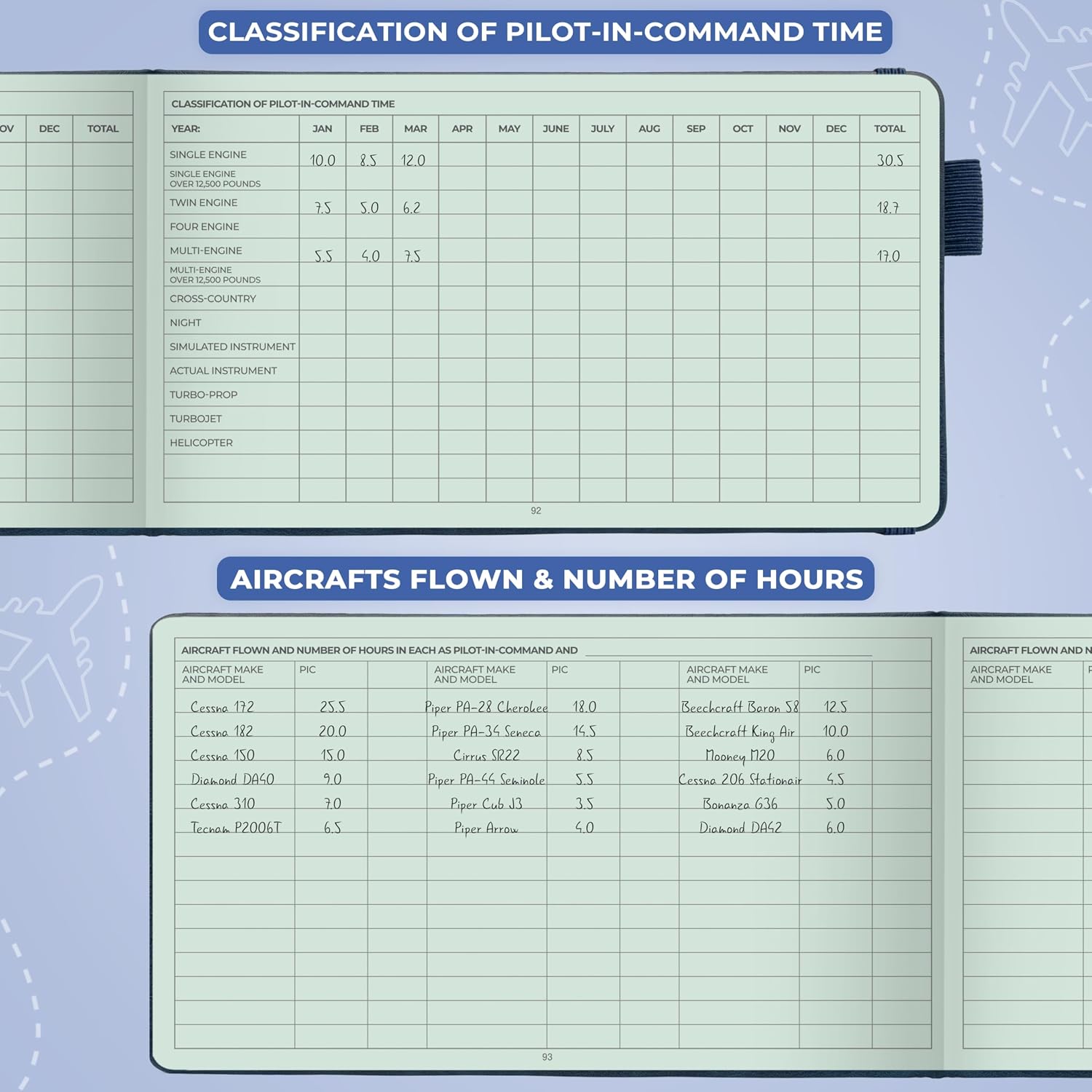 Clever Fox Pilot Logbook – Hardcover Flight Log Journal for Professional & Student Pilots – Aircraft Record Book, Aviation Gifts & Gear (Skyline Blue) - Image 5