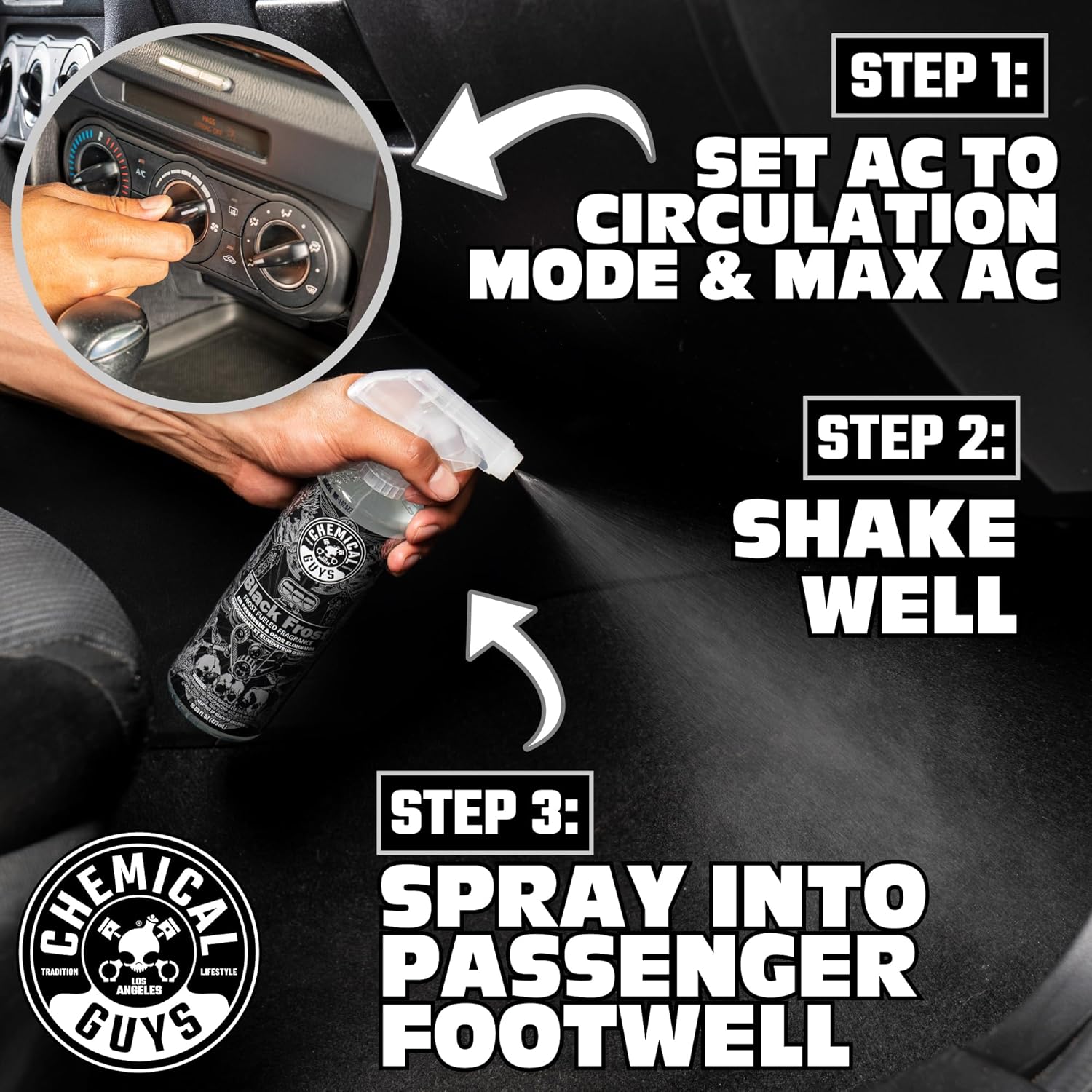 Chemical Guys Black Frost Air Premium Car Air Freshener Spray & Odor Eliminator - Crisp Masculine Scent Spray for Trucks, SUVs, RVs, and Motorcycles - Use in Home, Office, or Garage, 16 oz Bottle - Image 4