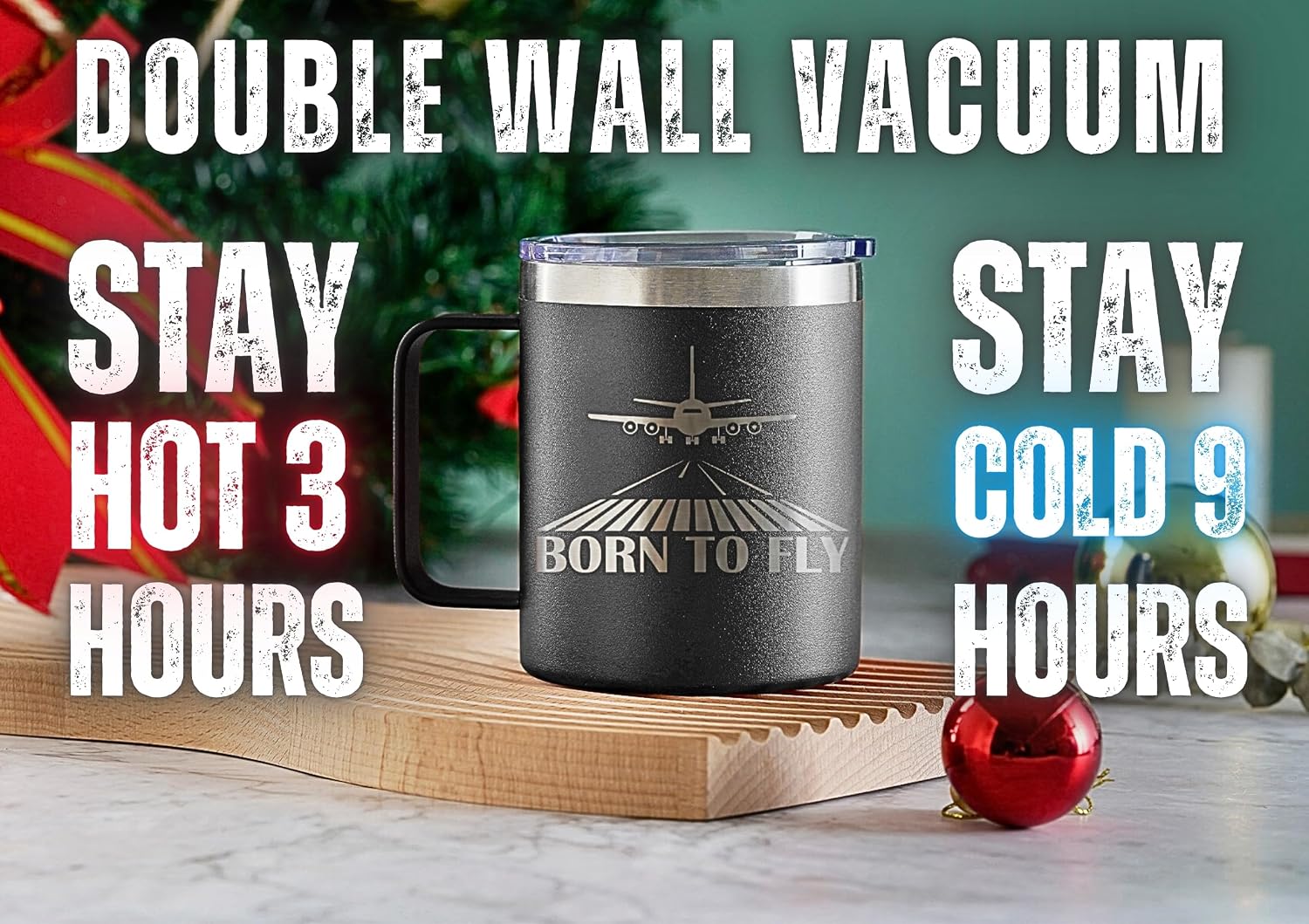 Onebttl Pilot Aviation Gift for Men - 12oz Stainless Steel Coffee Mug With Lid - Airplane Gift for Aviator, Christmas, Laser Logo, Born to Fly - Image 6