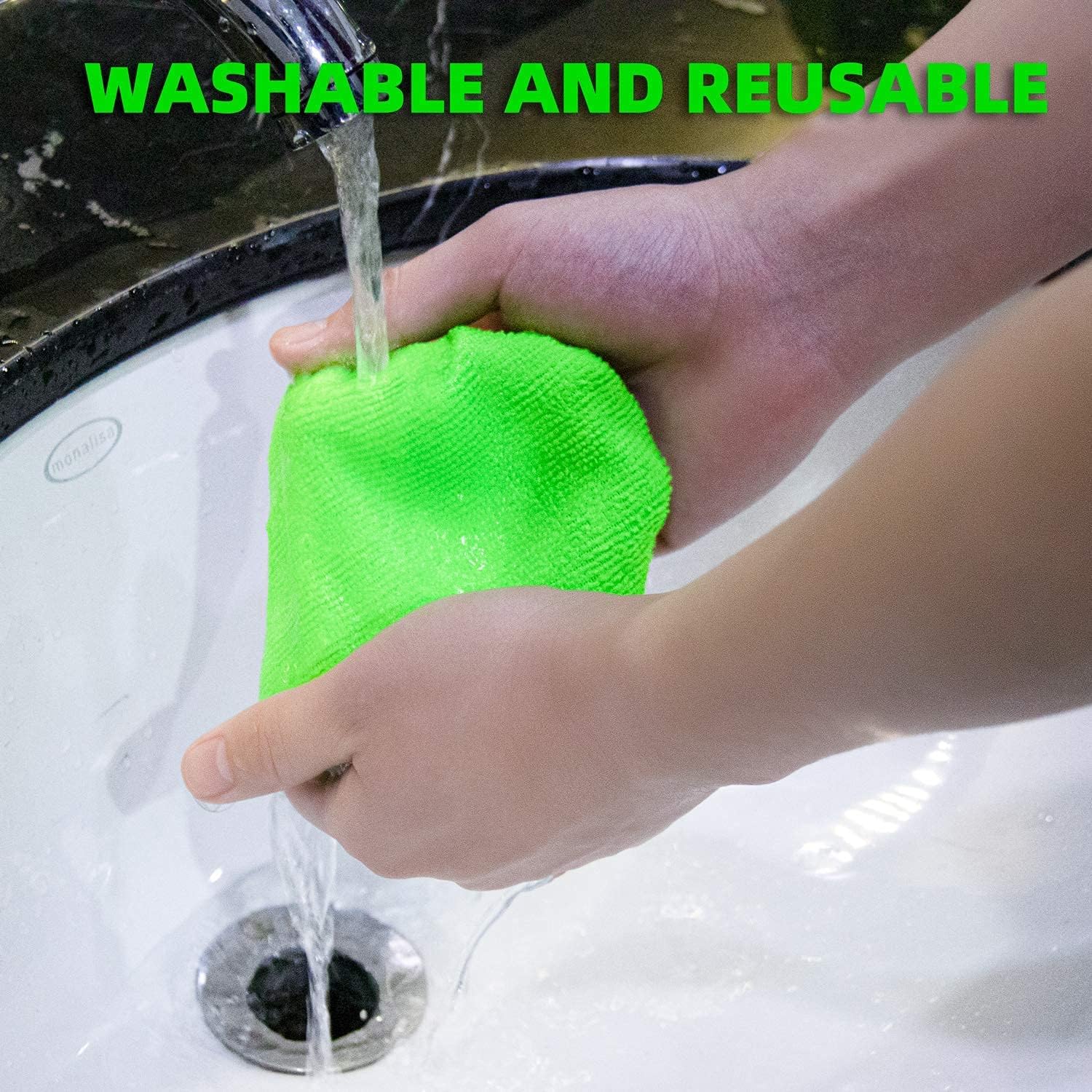 XINDELL Windshield Cleaner Tool – Car Window Cleaning Tool Extendable Handle for Easy Cleaning, 9pcs Reusable Microfiber Pads, Streak-Free Interior & Exterior Auto Glass Cleaner (Green) - Image 6