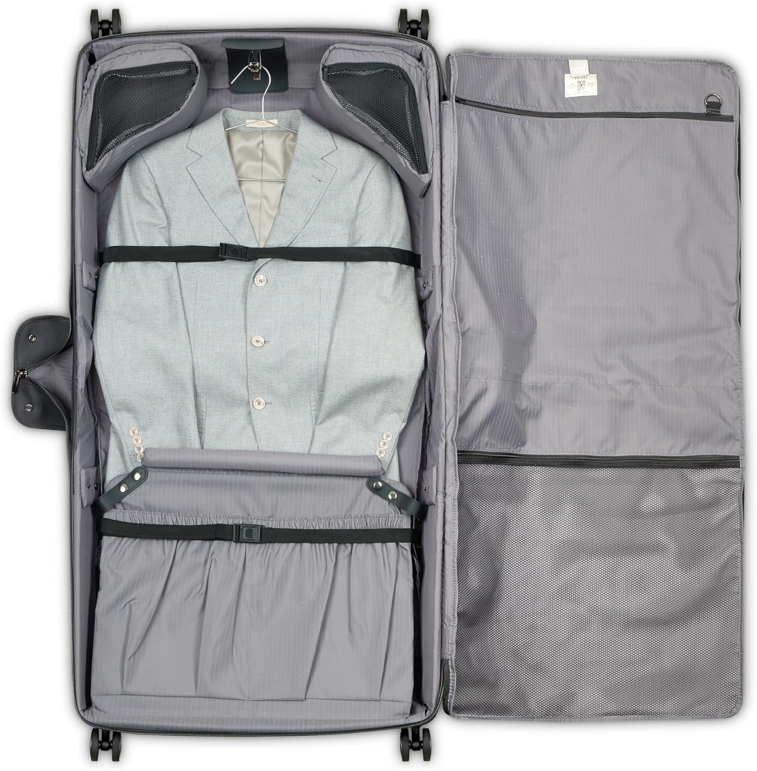 DELSEY PARIS Helium DLX - Rolling Garment Bag with Spinner Wheel - Lightweight Travel Garment Bag - SECURITECH Zip - Suit and Dresses Rolling Travel Bag - Checked Size, Black - Image 7