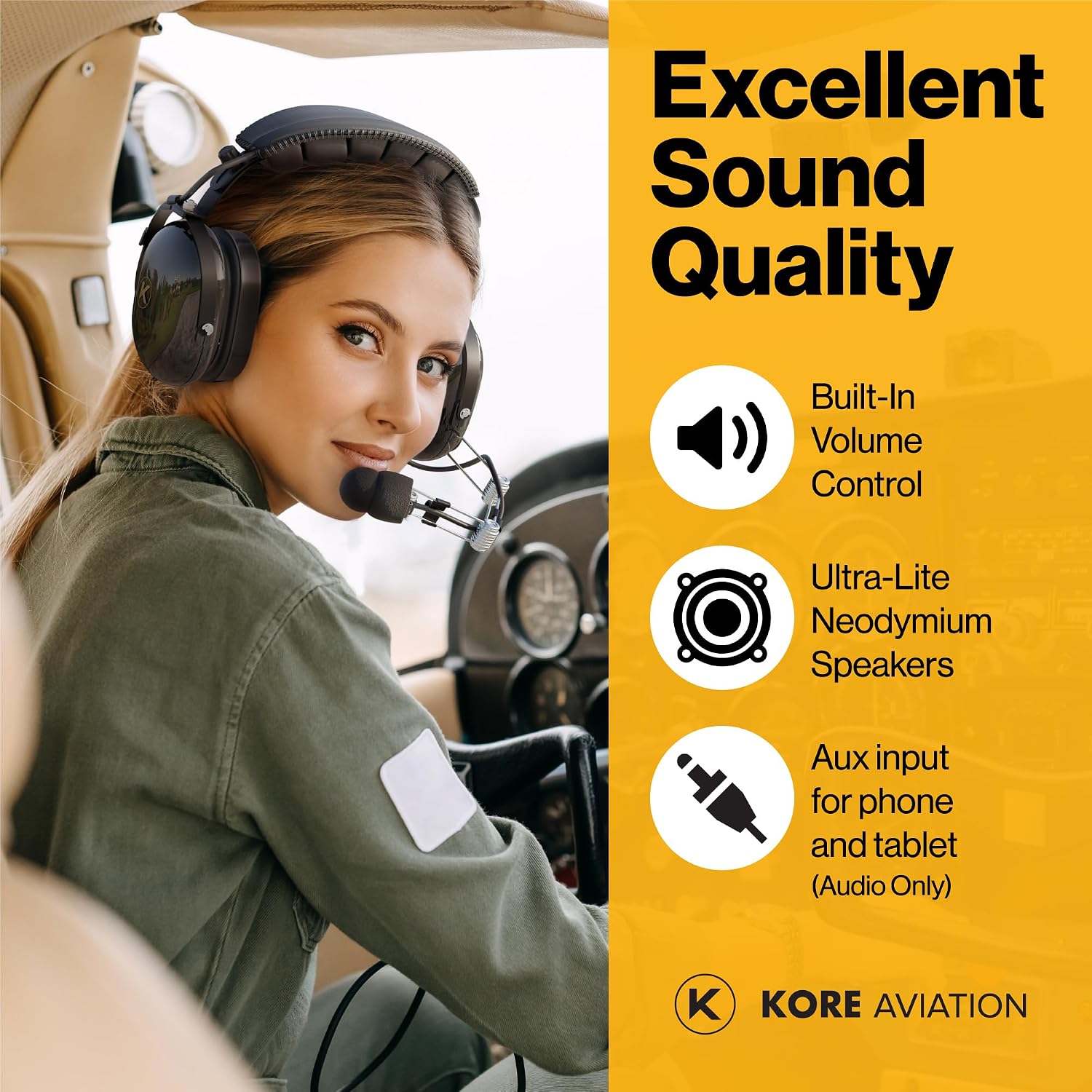 P1 Aviation Pilot Headset for Student Pilots Flight Schools Flight Instructors Features 24 db PNR Rating, Noise Canceling Microphone, Acoustic Foam Ear Cups, AUX Port Input with GA Dual Plugs - Image 5