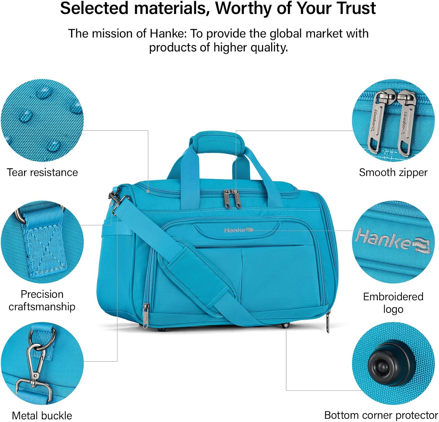 Hanke Small Underseat Carry On Luggage Bags for Travel with 10 Pockets. | Airline Approved Foldable Personal Bag w/ Luggage Sleeve; Tote Duffle & Bento Bag, Flight Attendant Weekender for Men & Women - Image 5
