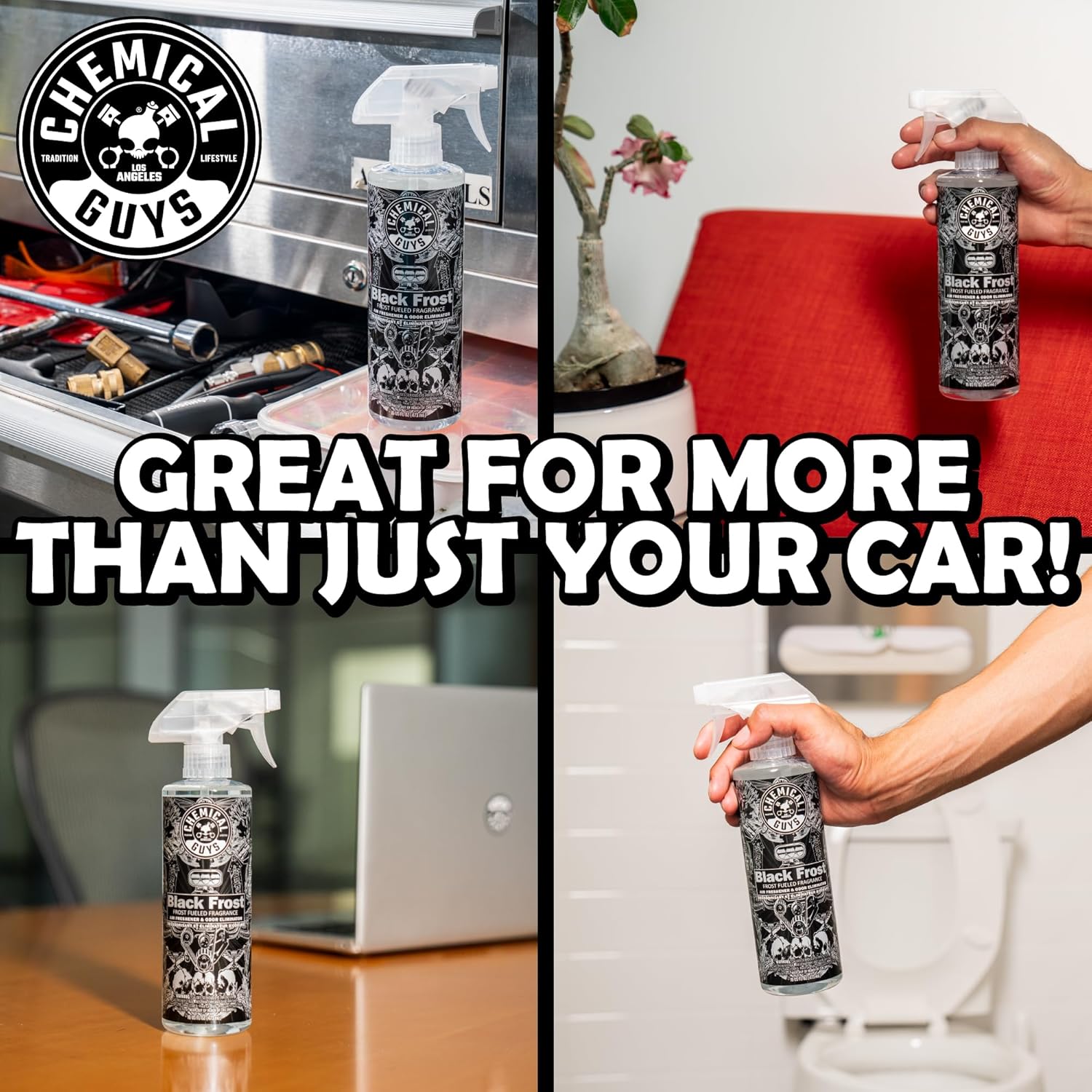 Chemical Guys Black Frost Air Premium Car Air Freshener Spray & Odor Eliminator - Crisp Masculine Scent Spray for Trucks, SUVs, RVs, and Motorcycles - Use in Home, Office, or Garage, 16 oz Bottle - Image 3