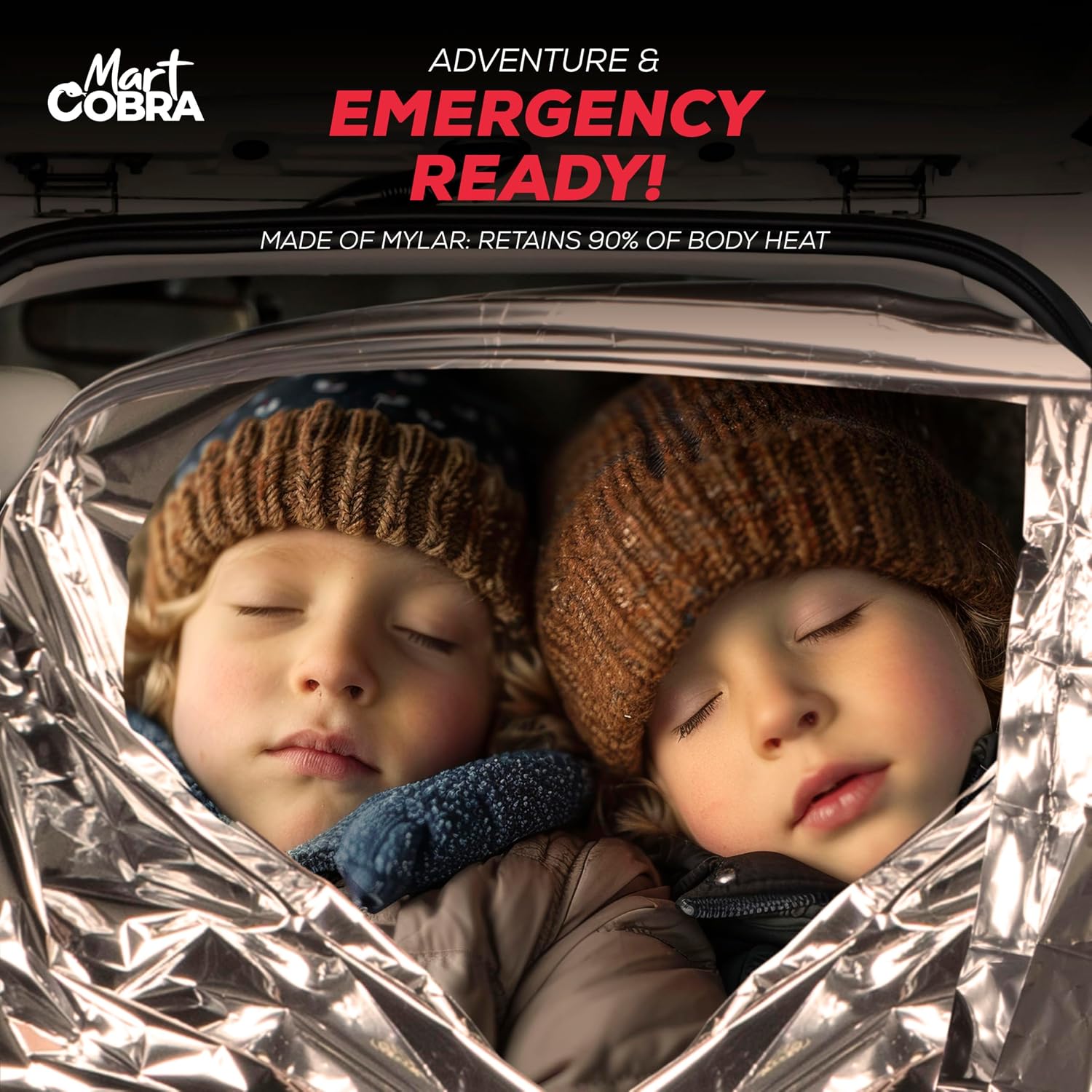 Mart Cobra Emergency Blanket 100-Pack | Reflective Thermal Blanket | Survival Gear | Lightweight Mylar Blankets | Retains 90% Body Heat | Essential for Camping, First Aid, Homeless Care Package Bulk - Image 4