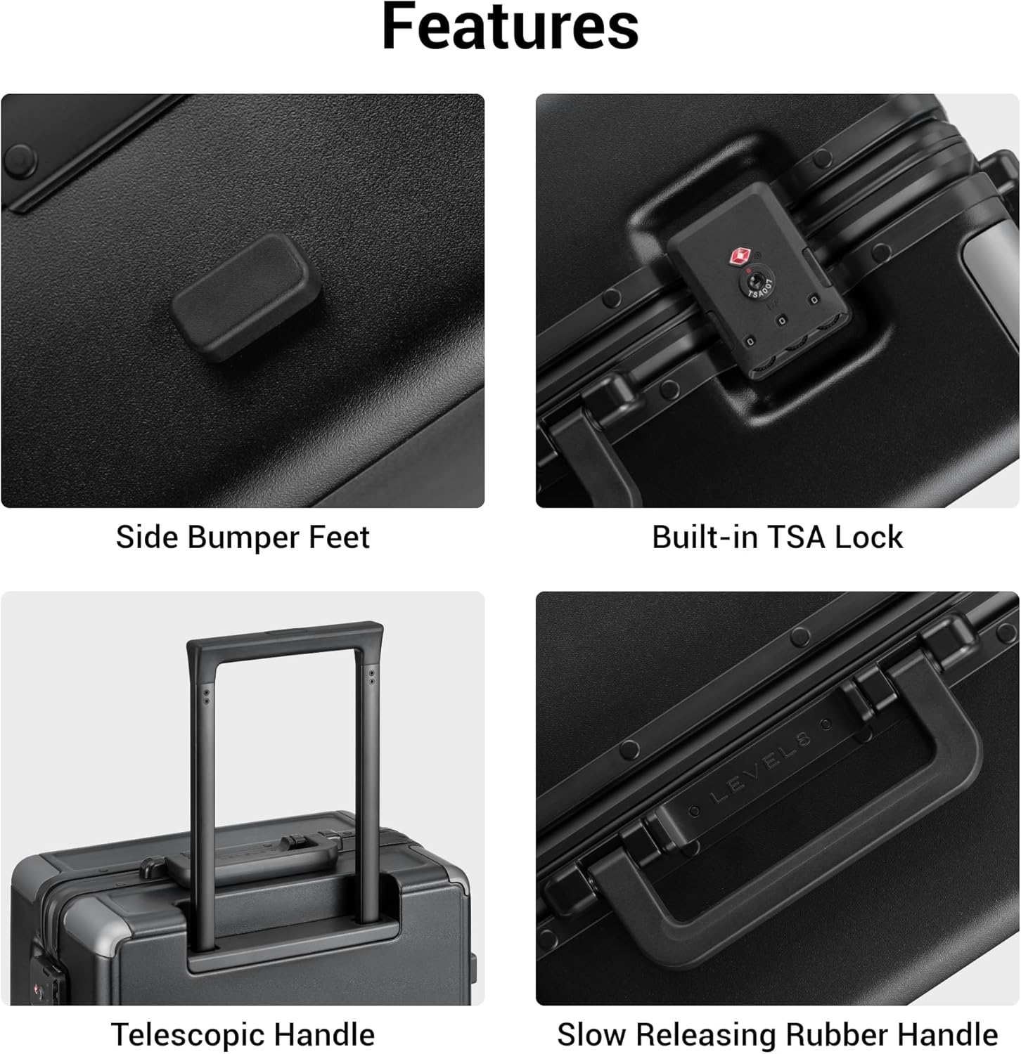 LEVEL8 Zipperless Checked Luggage with Aluminum Frame, Upgraded Medium Hardside Suitcase with Spinner Wheels, Metal Travel Luggage with Double Tsa Locks, 24 Inch, Black - Image 7