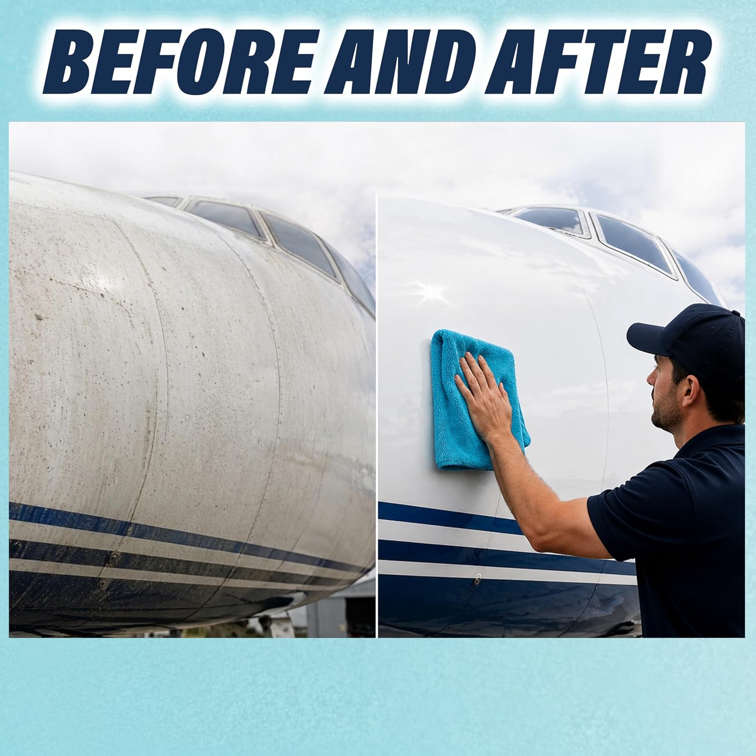Plane Perfect Premium Microfiber Towels - 350GSM, 14"x14" Scratch Free, Absorbent, Reusable Cleaning & Drying Towels for Planes, Cars, Boats, Motorcycles | 12 Pack - Image 7