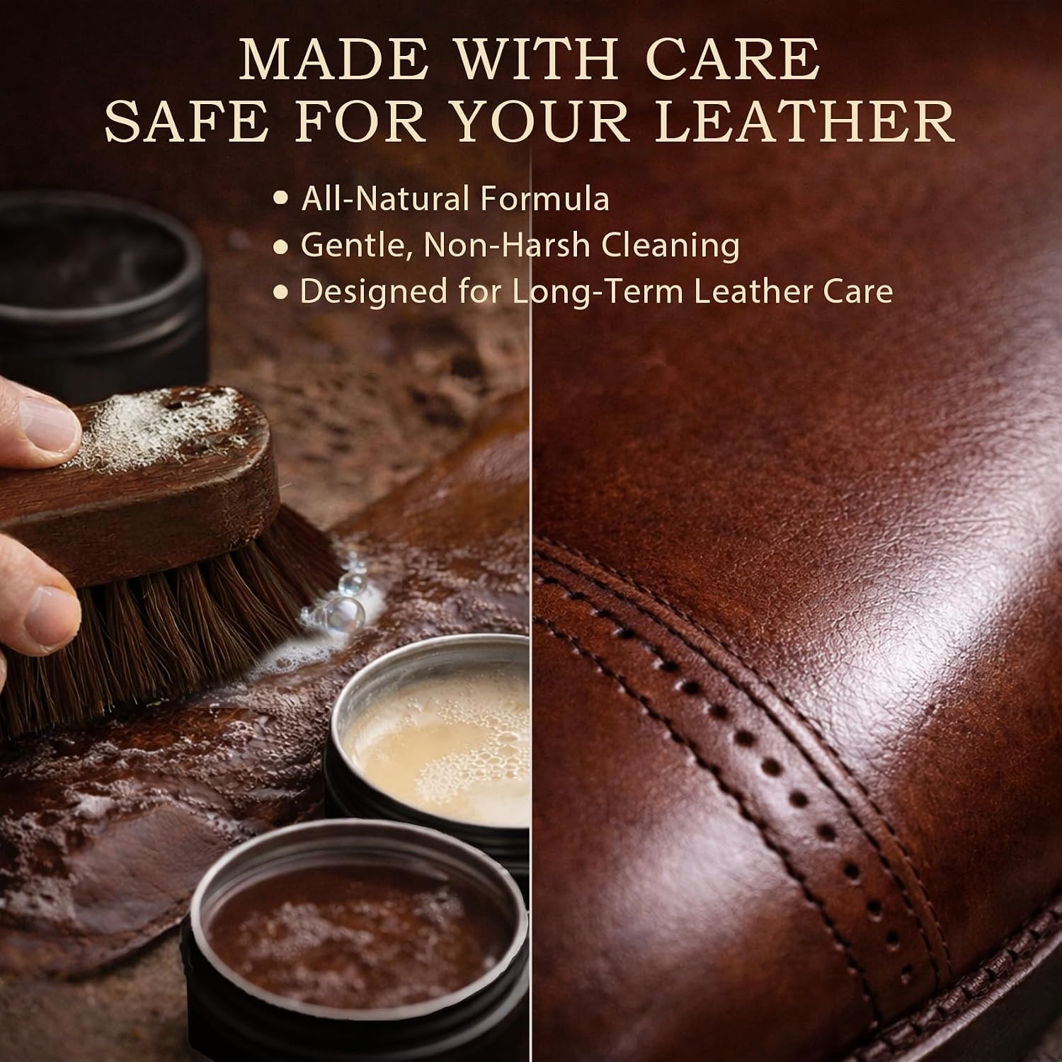 Shoe Care Kit – 16-in-1 Leather Shoe Polish, Cleaning & Conditioning Kit with Saddle Soap & Mink Oil – Black/Brown/Neutral Shoe Polish, 3 Horsehair Brushes – Premium Storage Bag – Gift for Men & Women - Image 4