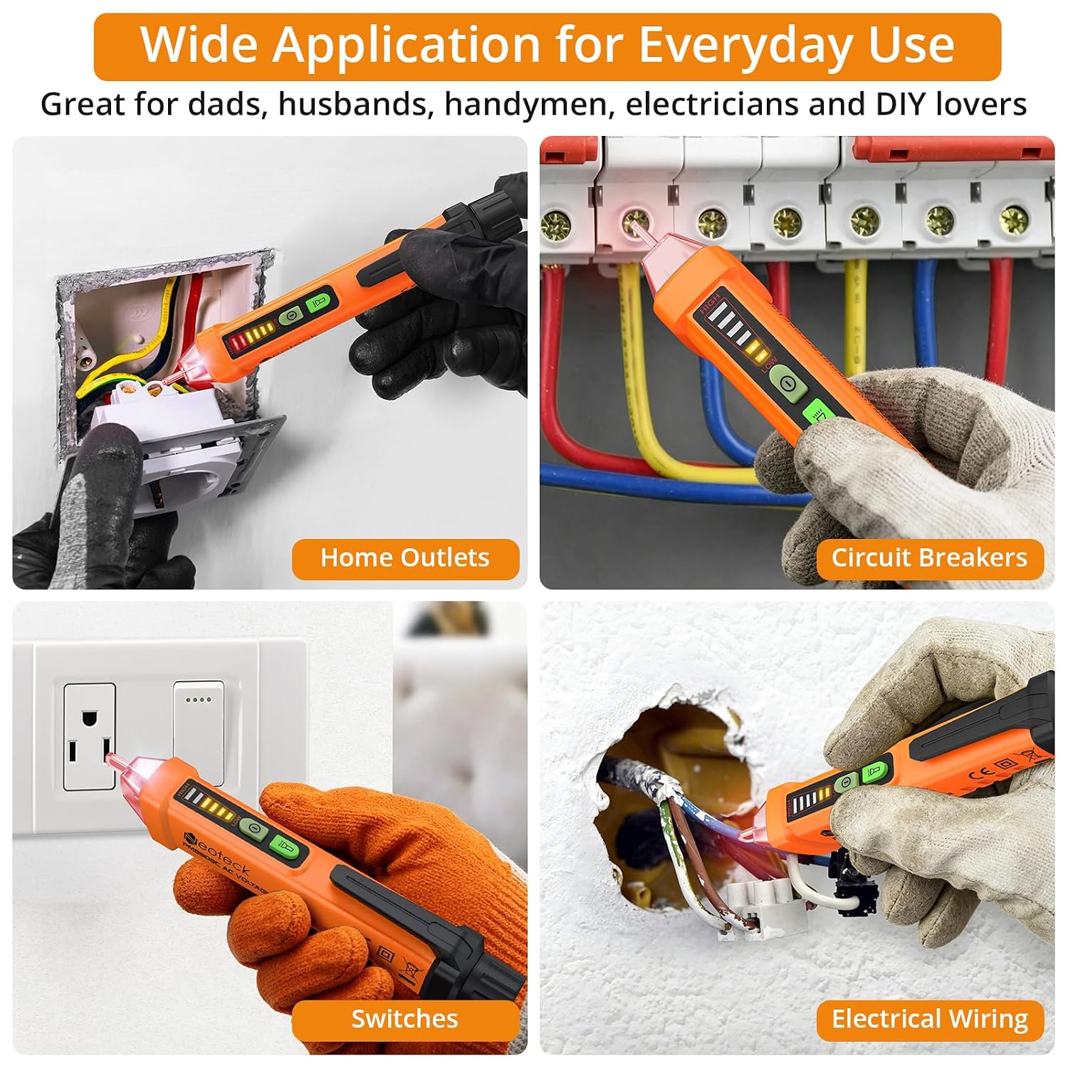 Neoteck Non-Contact AC Voltage Tester Pen, AC 12-1000V, LED Flashlight, Buzzer Alarm for Live/Null Wire Judgment - Image 7