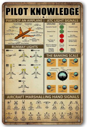 Retro Pilot Knowledge Metal Signs V...