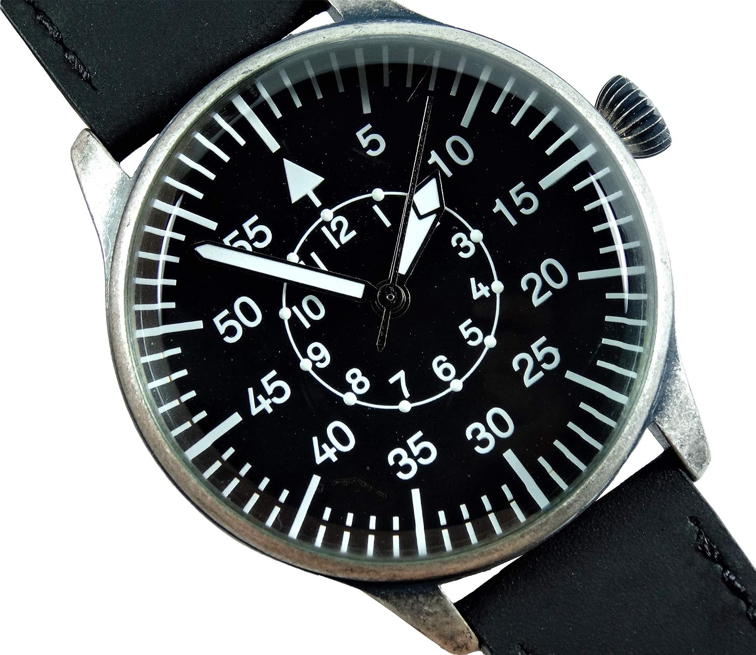Mil-Tec Vintage Aviator Watch Black Dial Quartz Mens Flieger Pilot World War 2 Wristwatch - Image 2