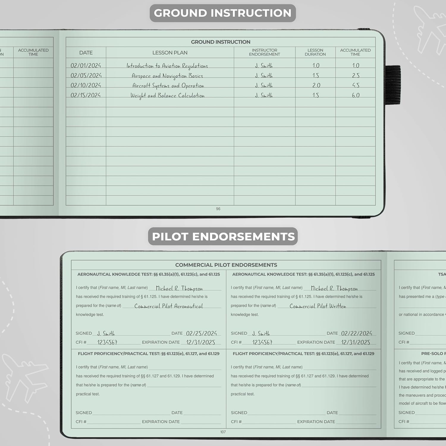 Clever Fox Pilot Logbook – Hardcover Flight Log Journal for Professional & Student Pilots – Aircraft Record Book, Aviation Gifts & Gear (Runway Black) - Image 6