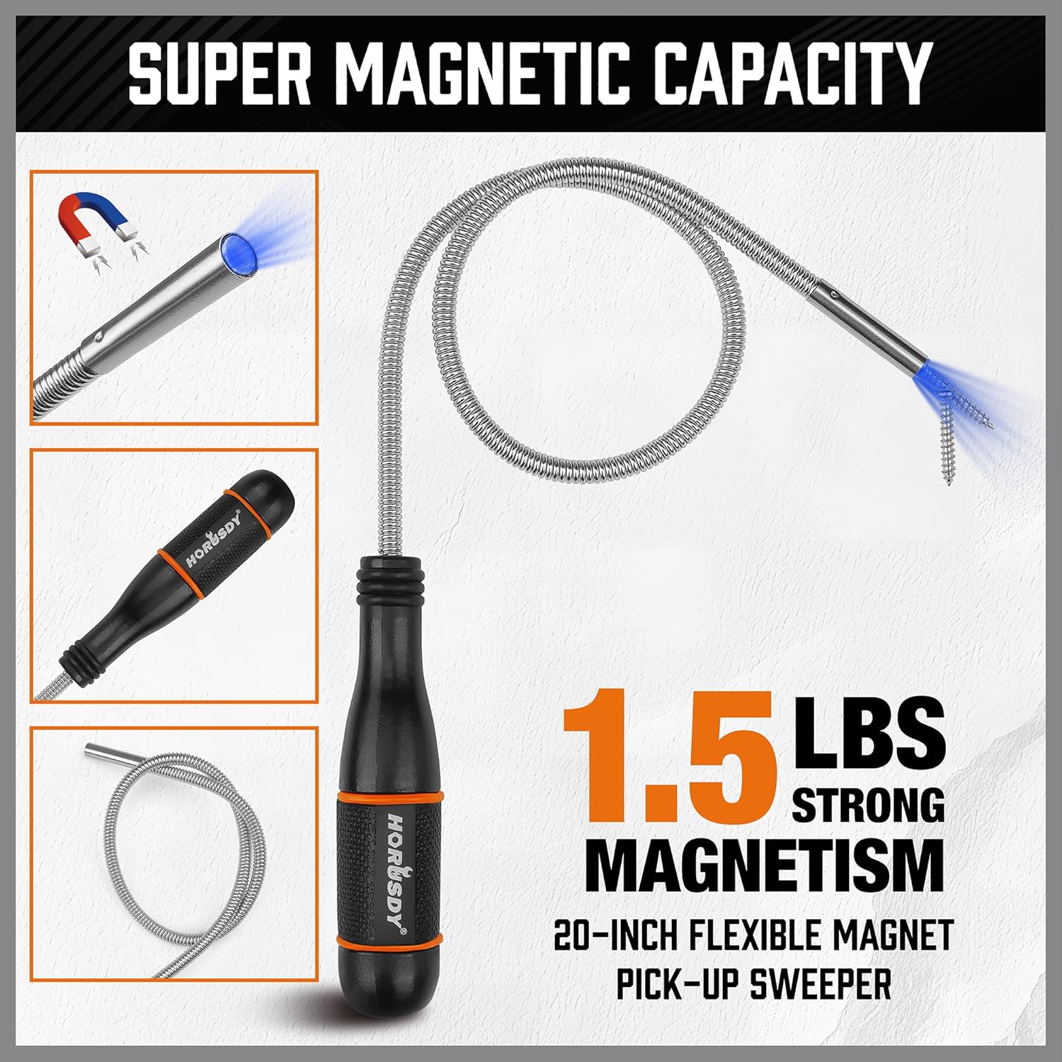 HORUSDY 4-PIECE Telescoping Magnetic Pickup Tools Set - Extendable Magnetic Pick Up Tools,Flexible Bendable Spring Magnet Stick - Image 4