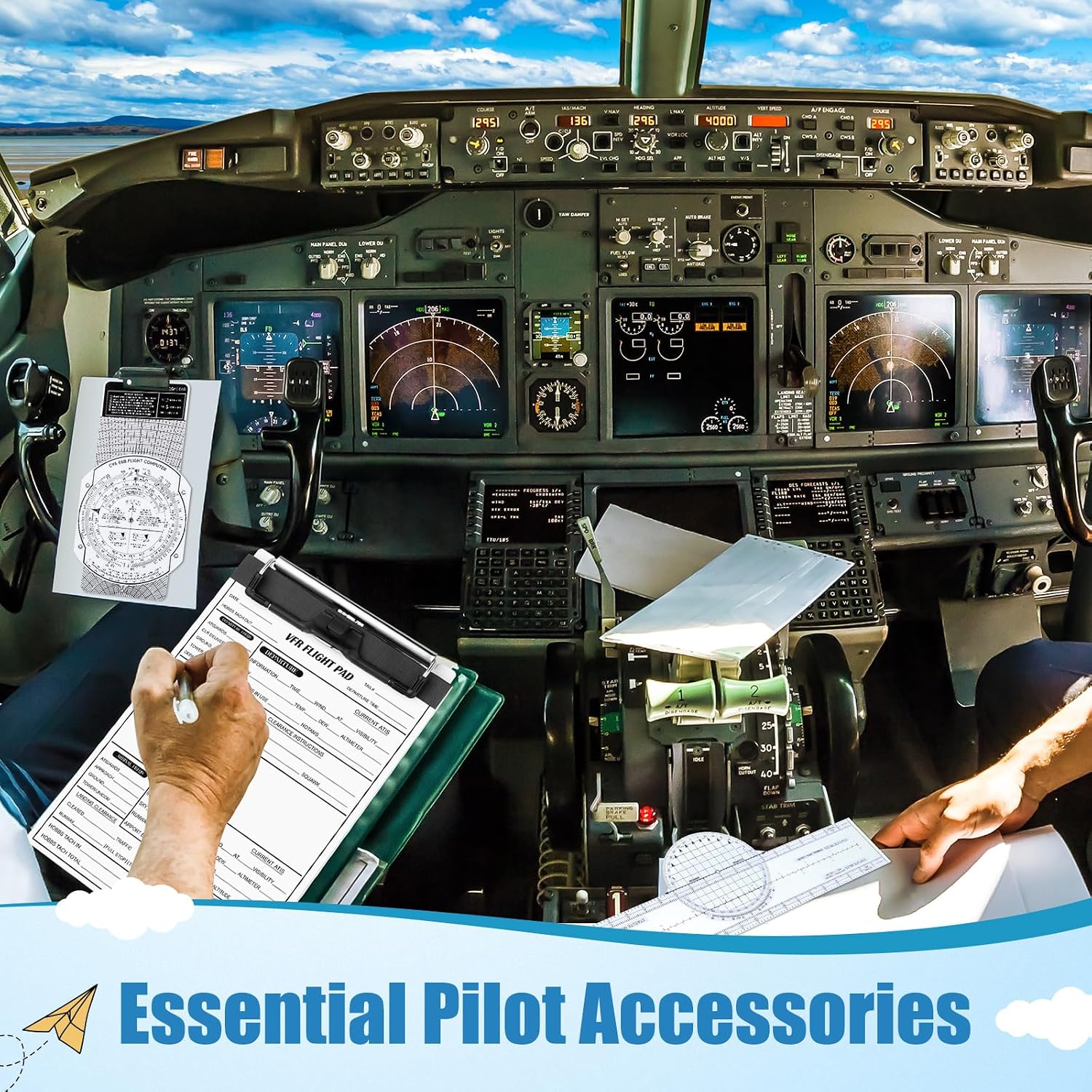 Relaxweex Aviation Pilot Tools Kit E6b Flight Computer Calculator Aviation Aluminum Kneeboard with Elastic Knee Board Strap and Pen Essential Pilot Accessories Gifts - Image 6