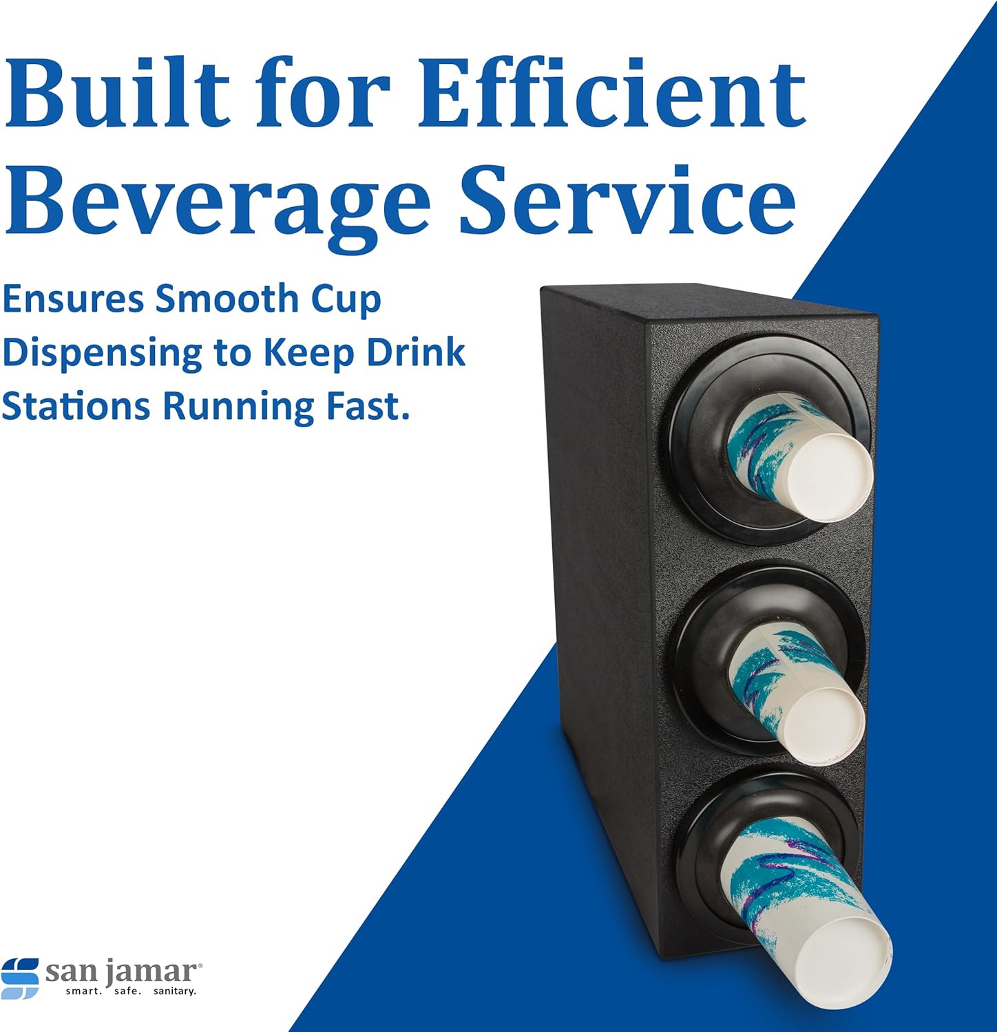 San Jamar EZ-Fit Cup Dispenser Cabinet, One Size Fits All Storage for Drink Cups in Commercial Kitchen, 3 Cup Slots, 1 Count, Black - Image 5