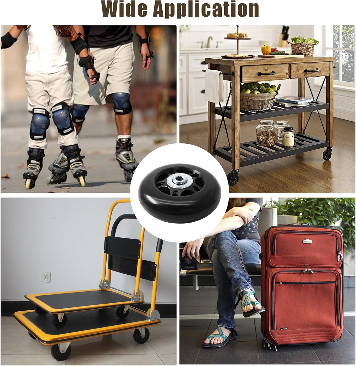 2pcs 70 x 24mm Luggage Wheels Replacement, Black Rubber Suitcase Wheels Replacement Repair Kit, Smooth Luggage Replacement Parts for Carry-on Roller Bag, Suitcase Bag, Trolley Bag - Image 7